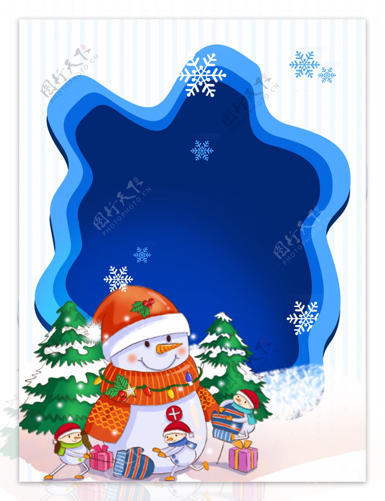 传统冬季节气雪人背景设计