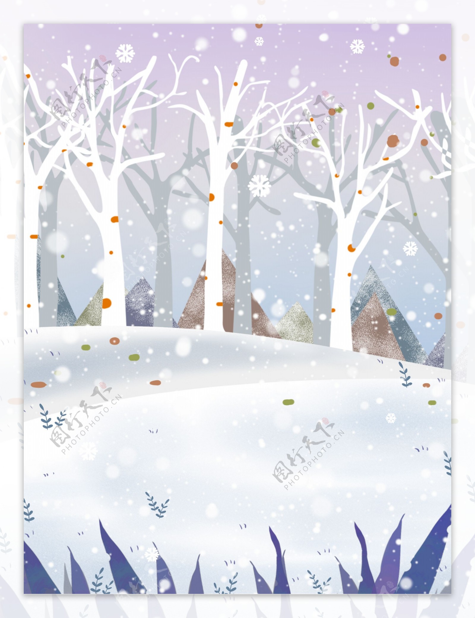 冬季树林雪地背景设计
