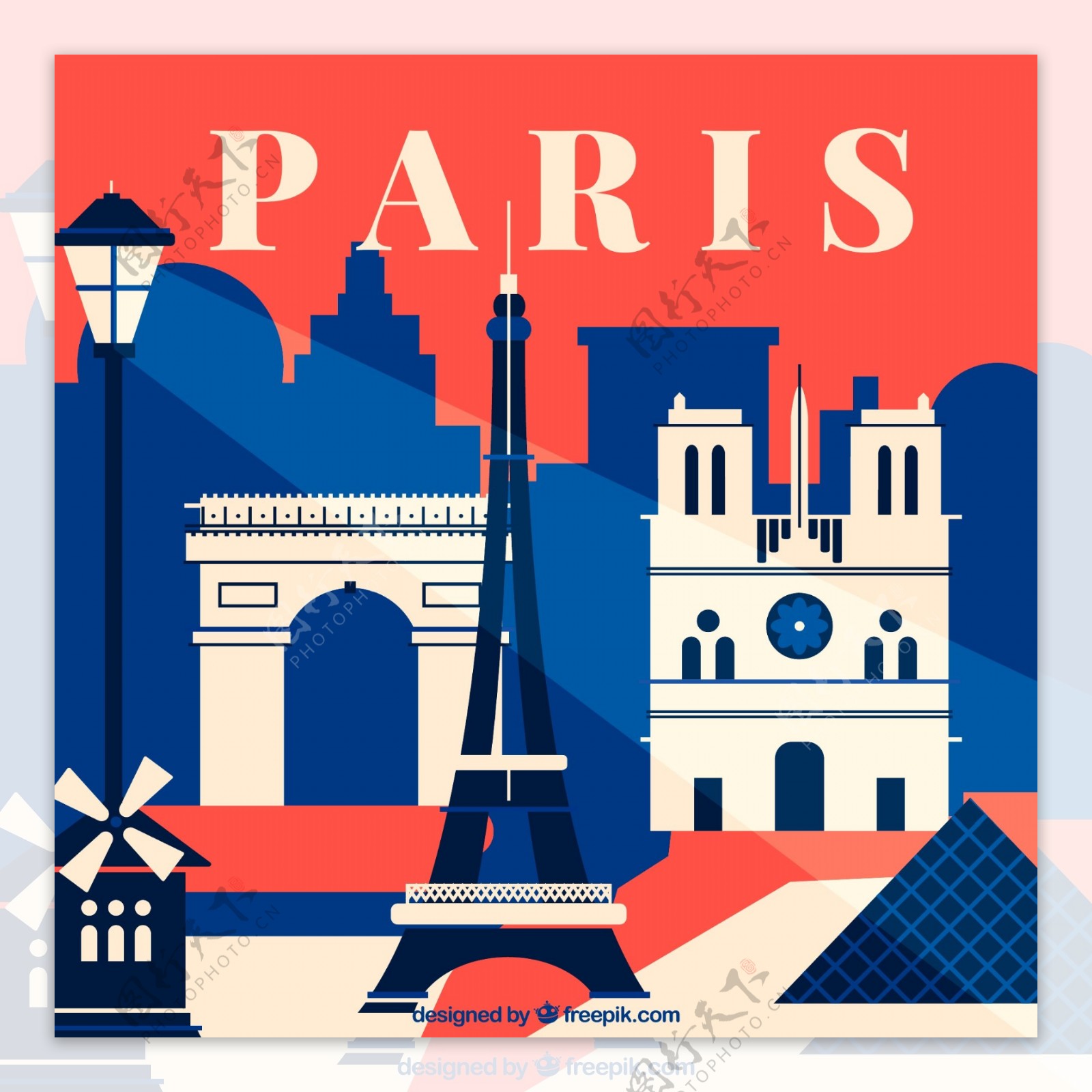 时尚巴黎都市剪影