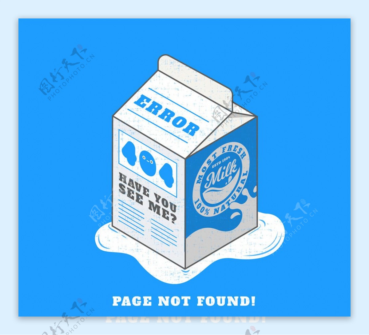 创意404错误页面漏掉的牛奶