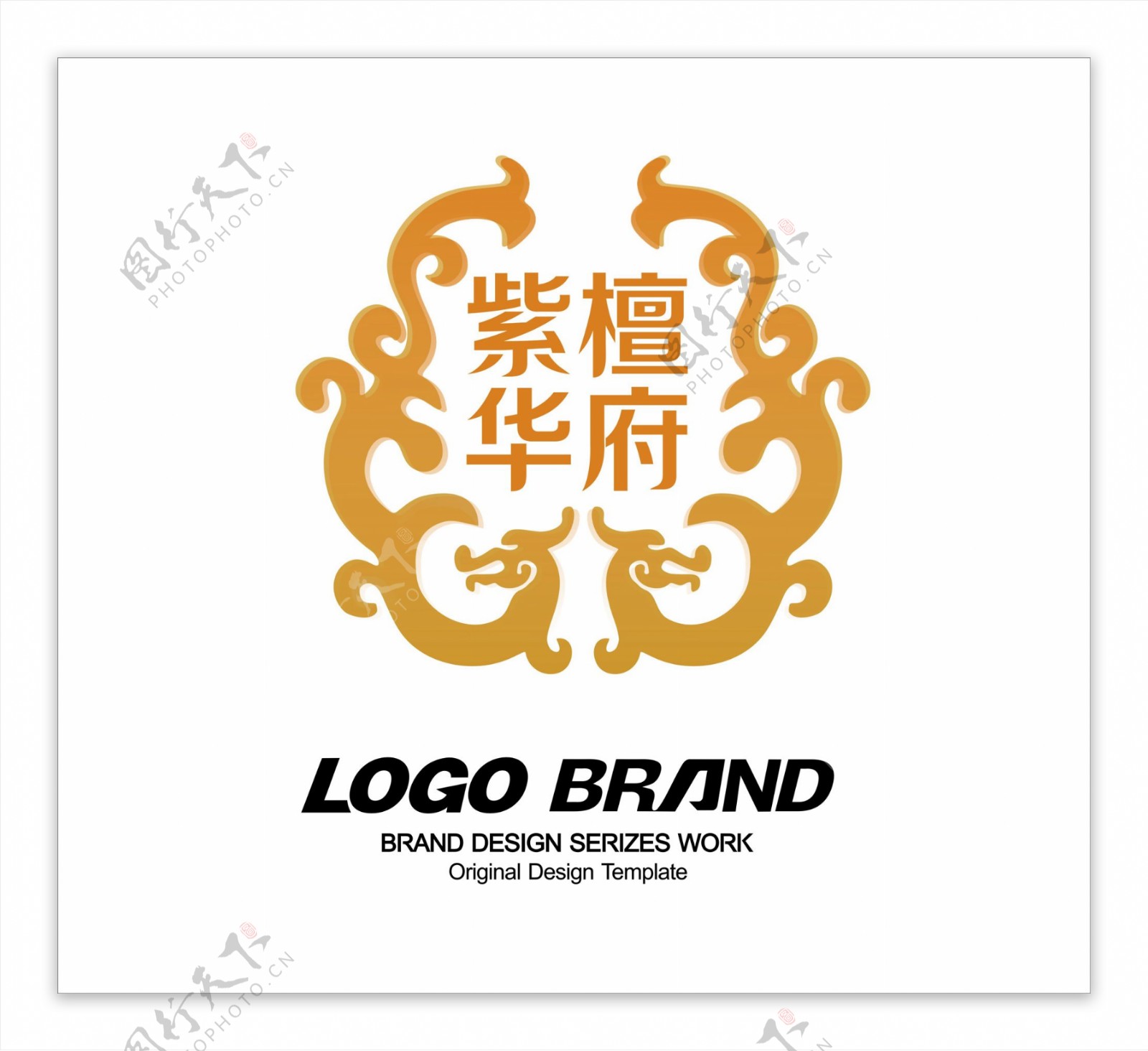 大气金色祥龙房地产标志LOGO设计