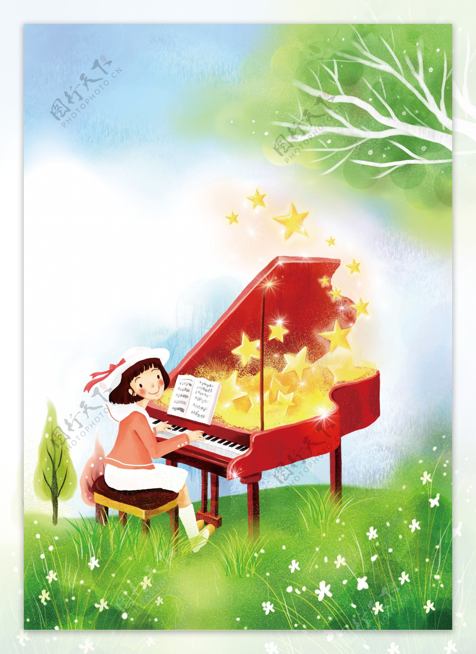 卡通钢琴儿童弹钢琴图片素材-编号29363796-图行天下