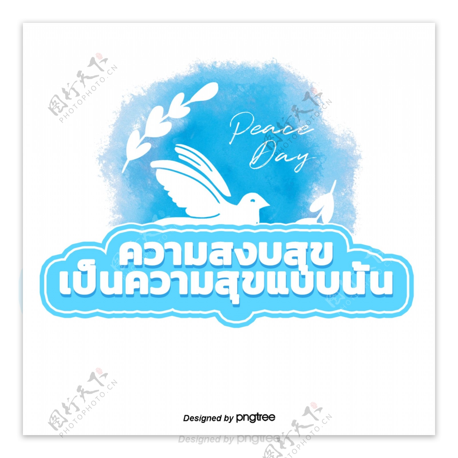 泰国白色字体文本蓝色鸟