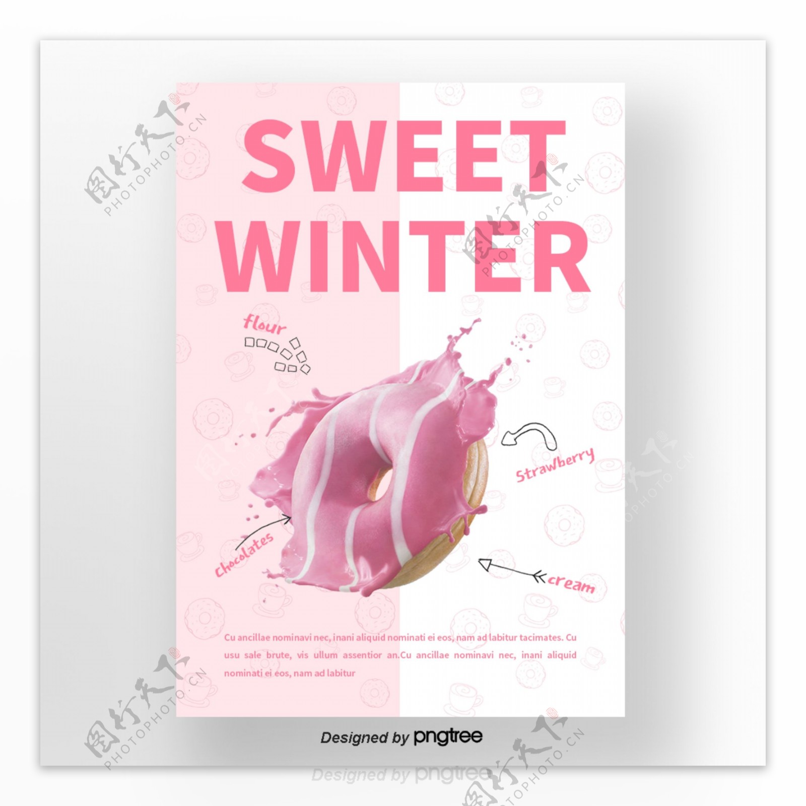 pinknetz的手工箭头冬季甜味食品海报