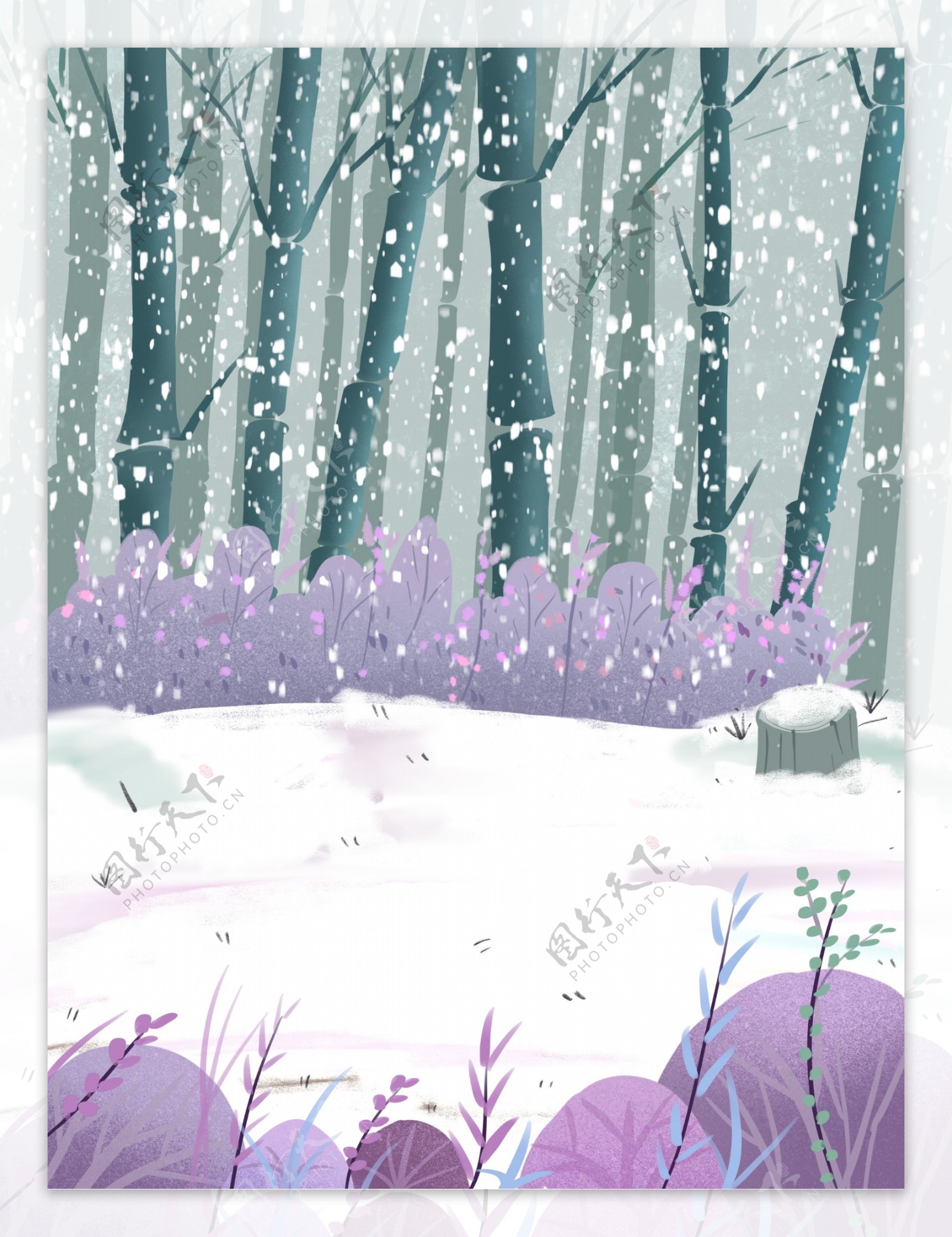 唯美浪漫树林雪景背景