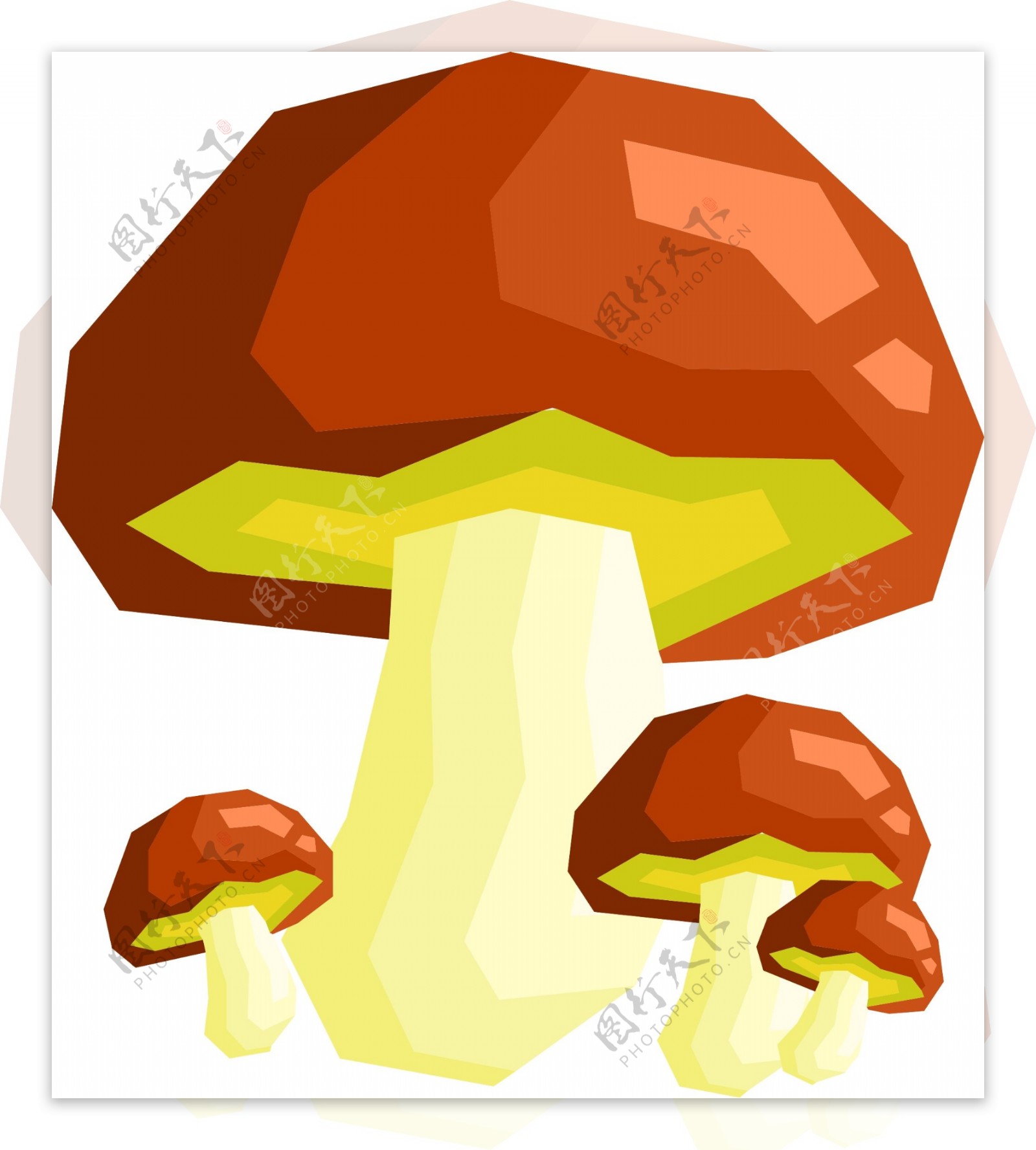 无肉素食手绘卡通蘑菇矢量