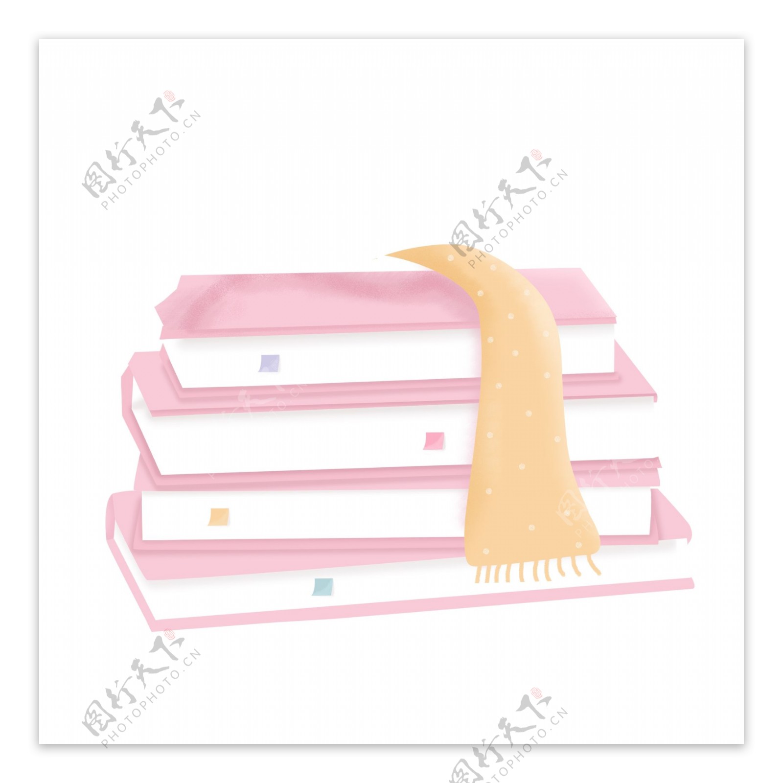 粉色书堆图案元素