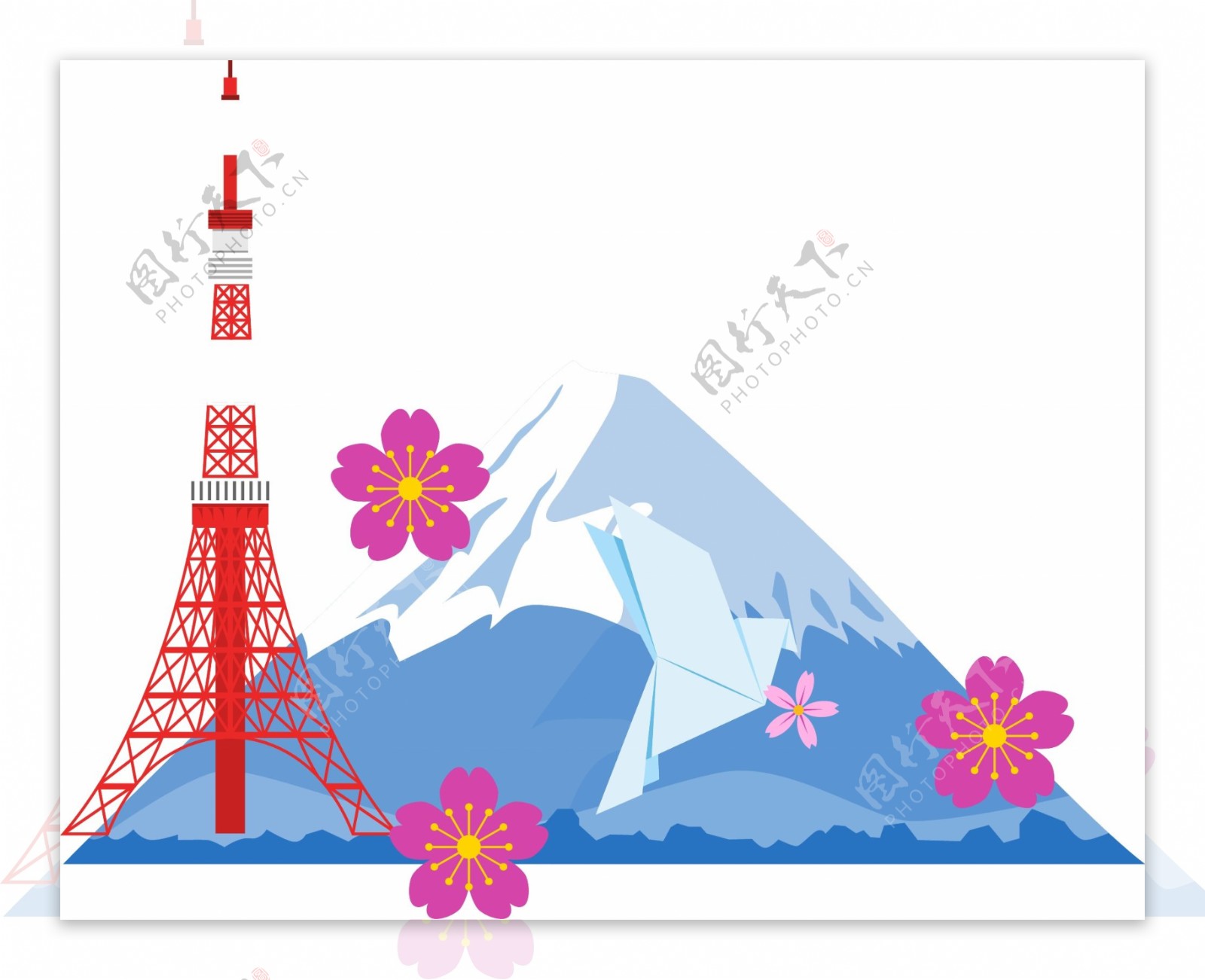 富士山日本装饰元素背景