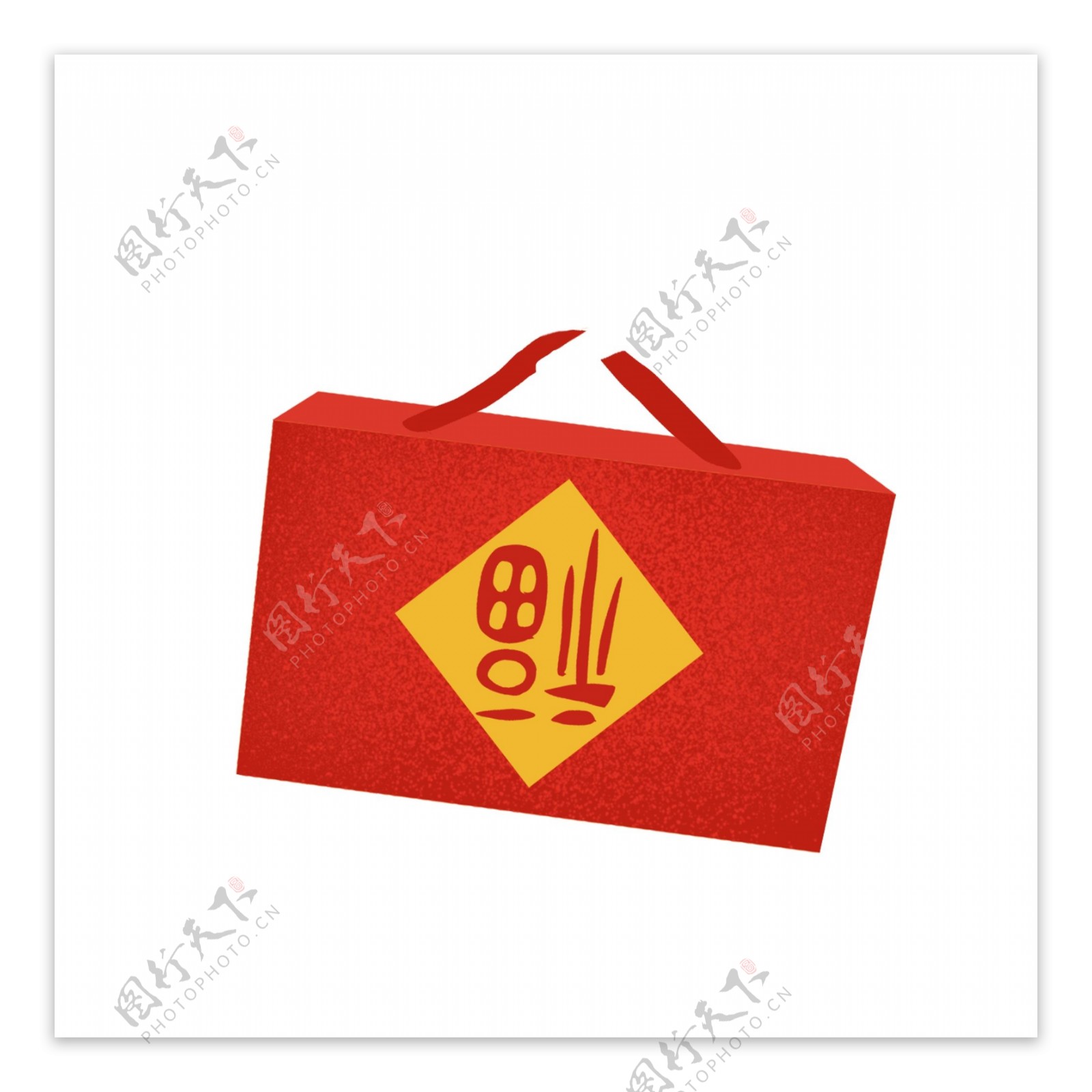 红色福字节日礼盒图案元素