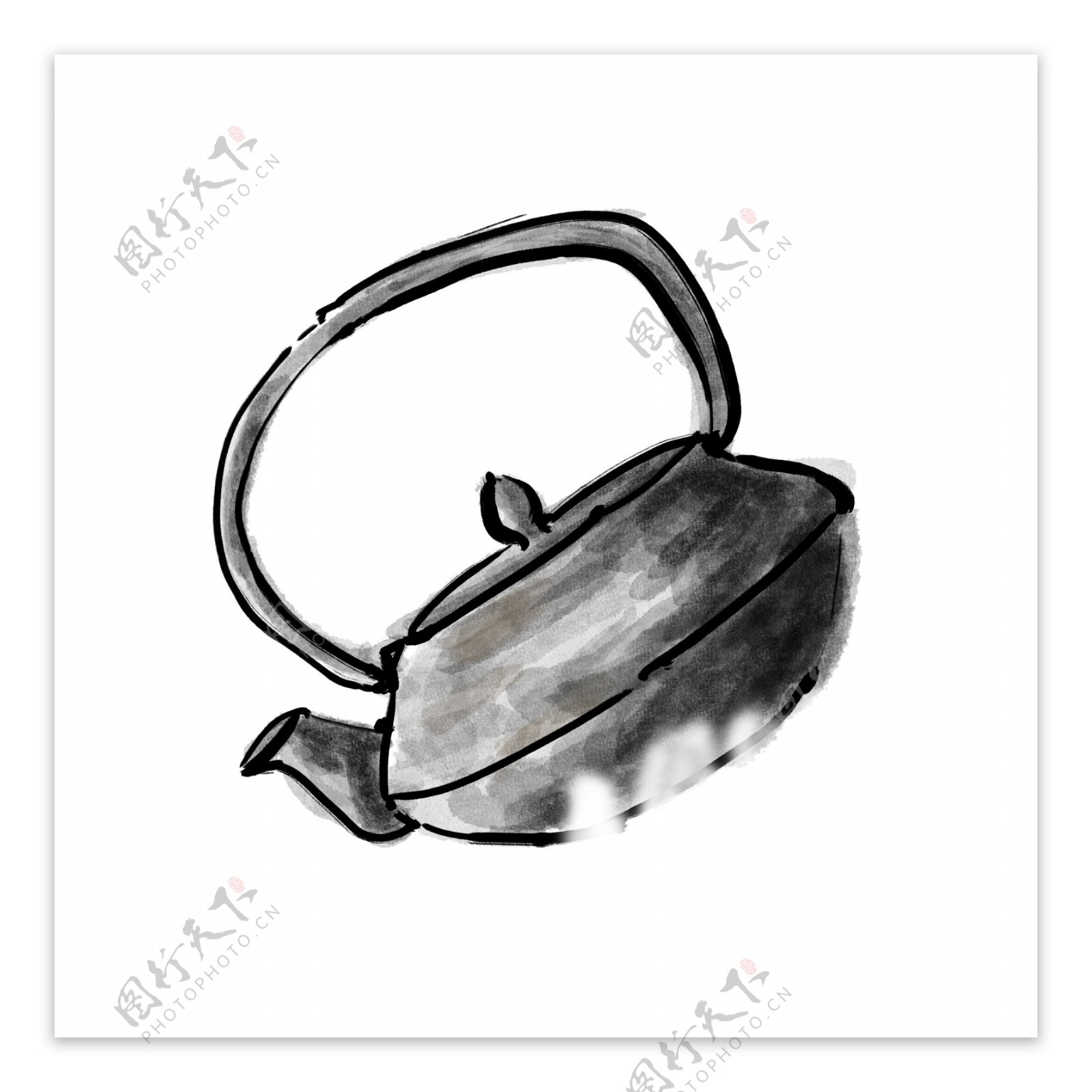 水墨中国风茶壶元素设计