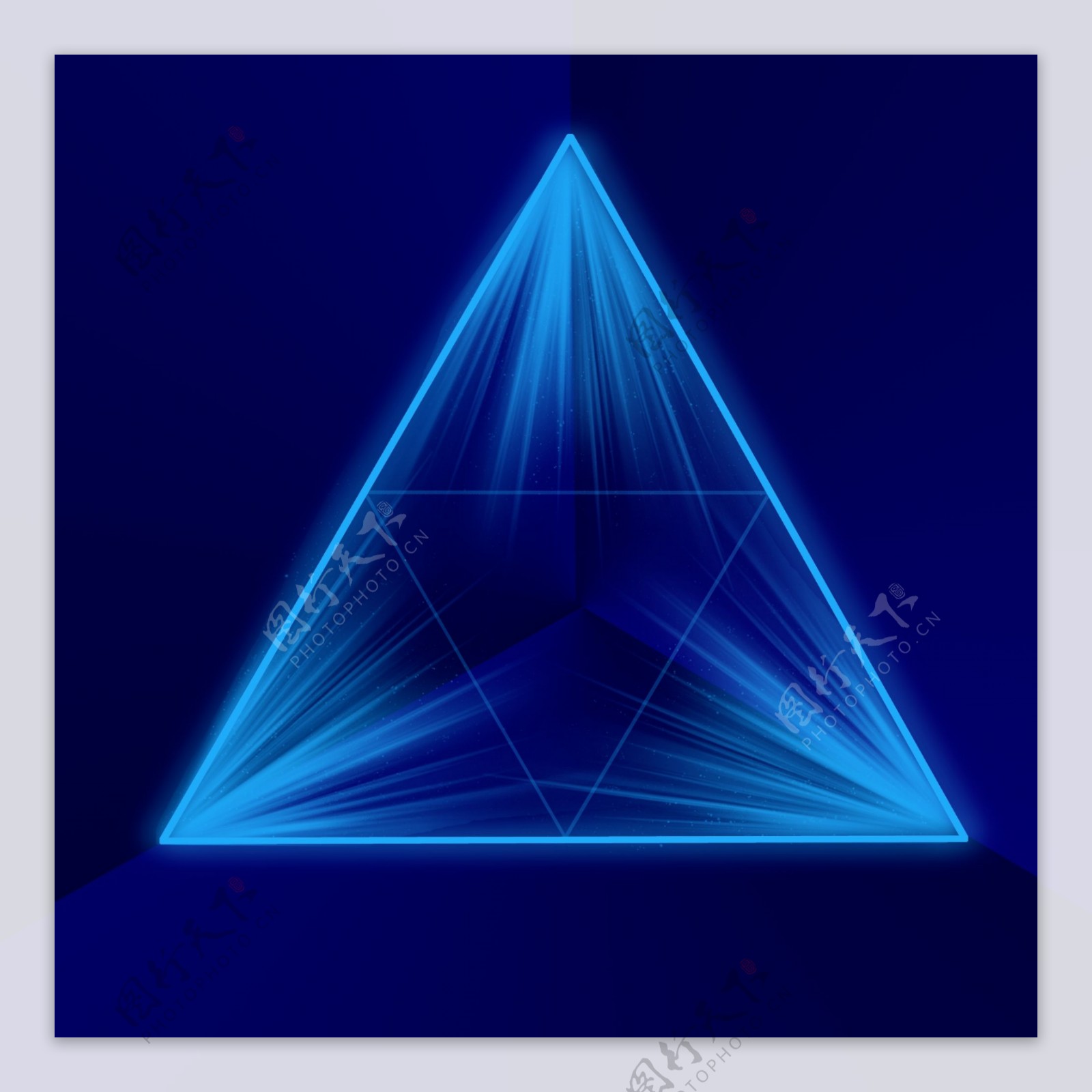 蓝色科技三角六星光芒渐变背景