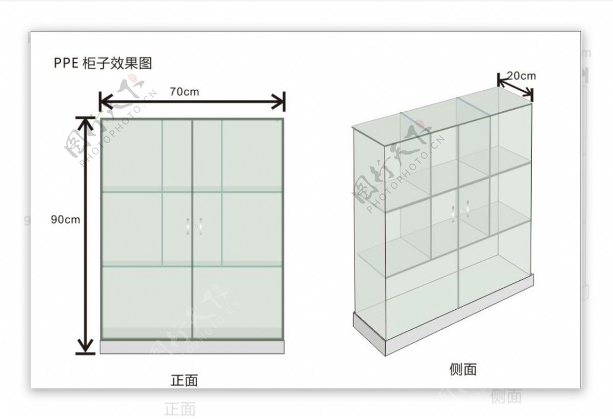 PPE放置玻璃柜