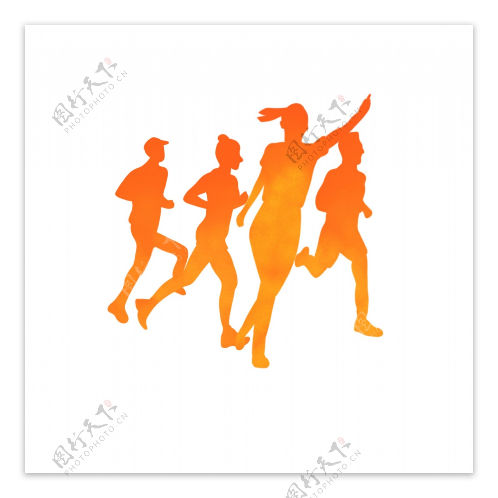 剪影运动人群跑步锻炼晨跑减肥健康