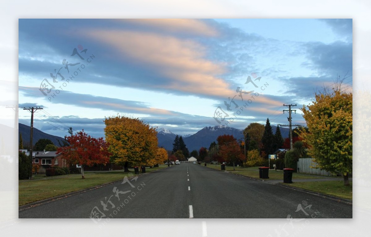 深秋的新西兰南岛小镇风景
