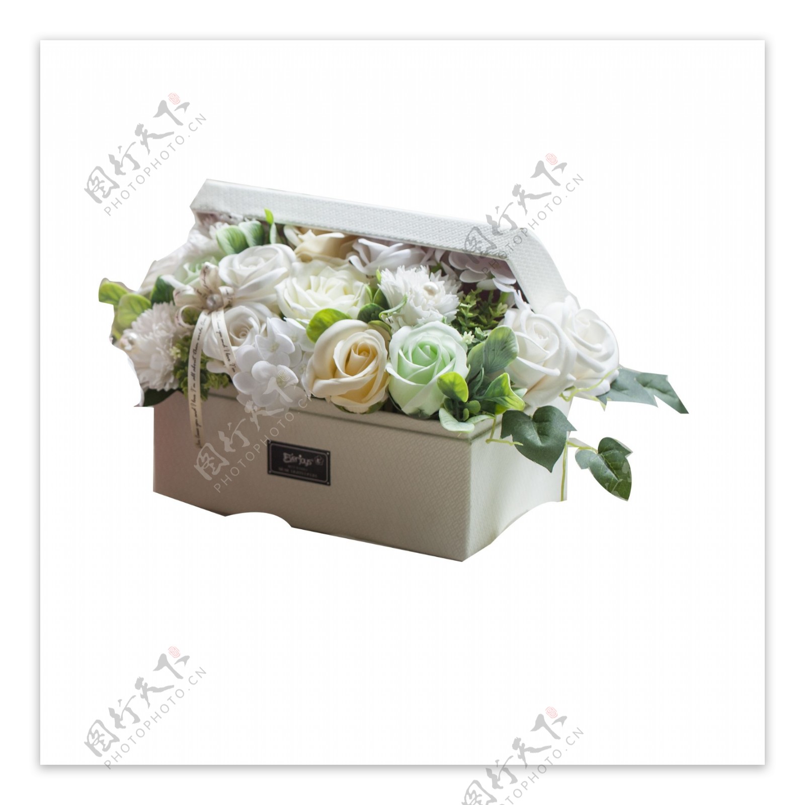 白色的花朵礼盒免抠图