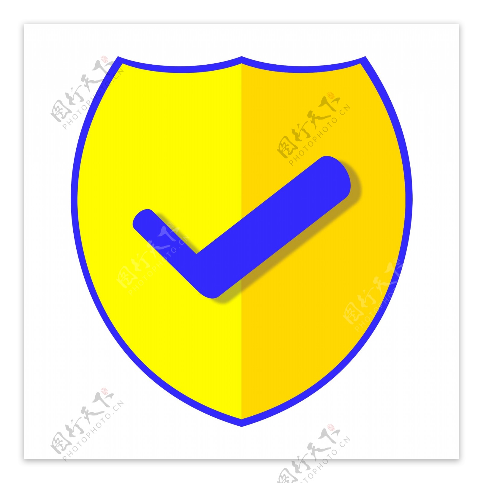 黄蓝撞色立体盾牌UI图标