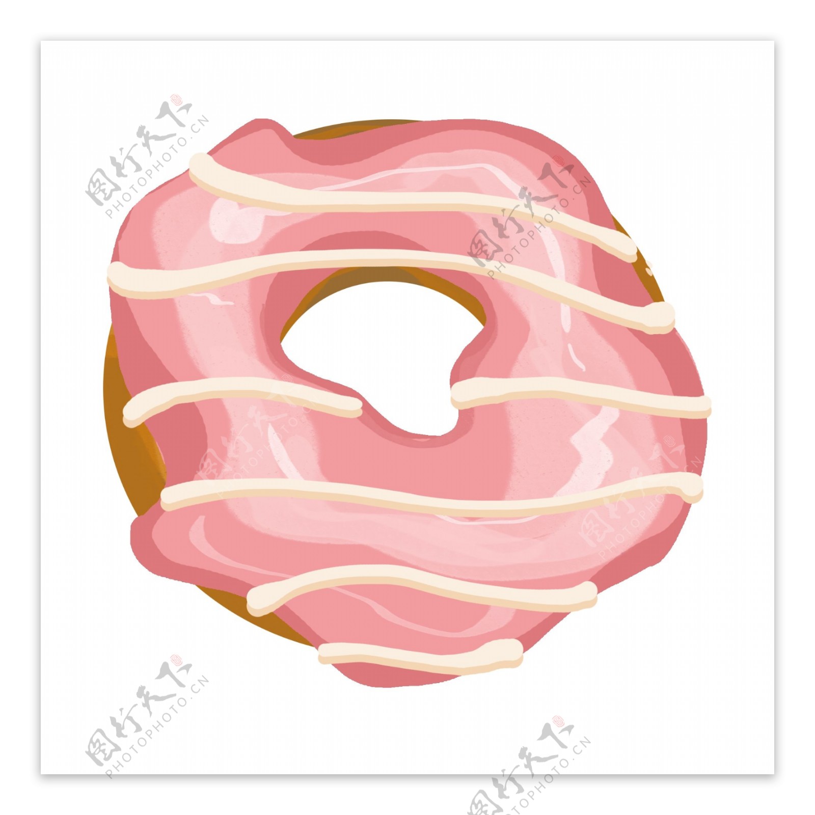 手绘粉色甜甜圈插画