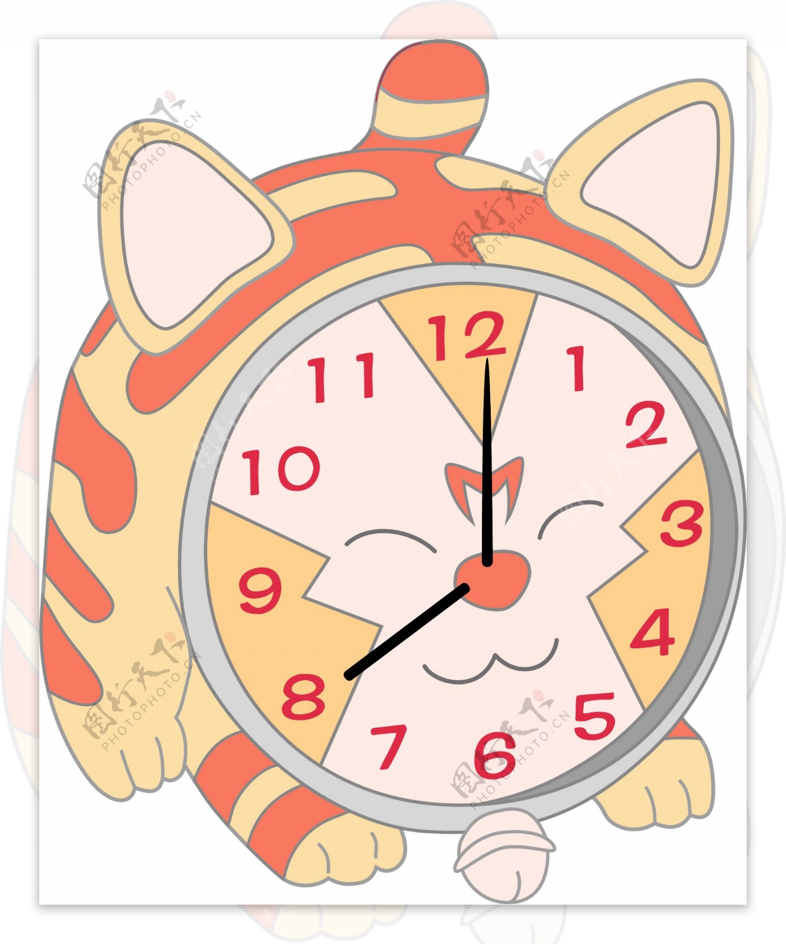 可爱猫咪的闹钟手绘插画
