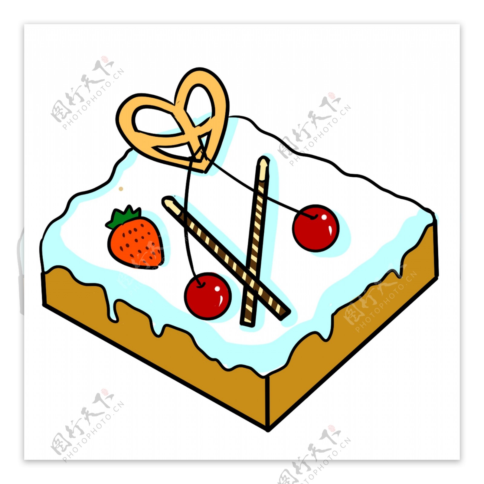 彩色手绘蛋糕食物元素