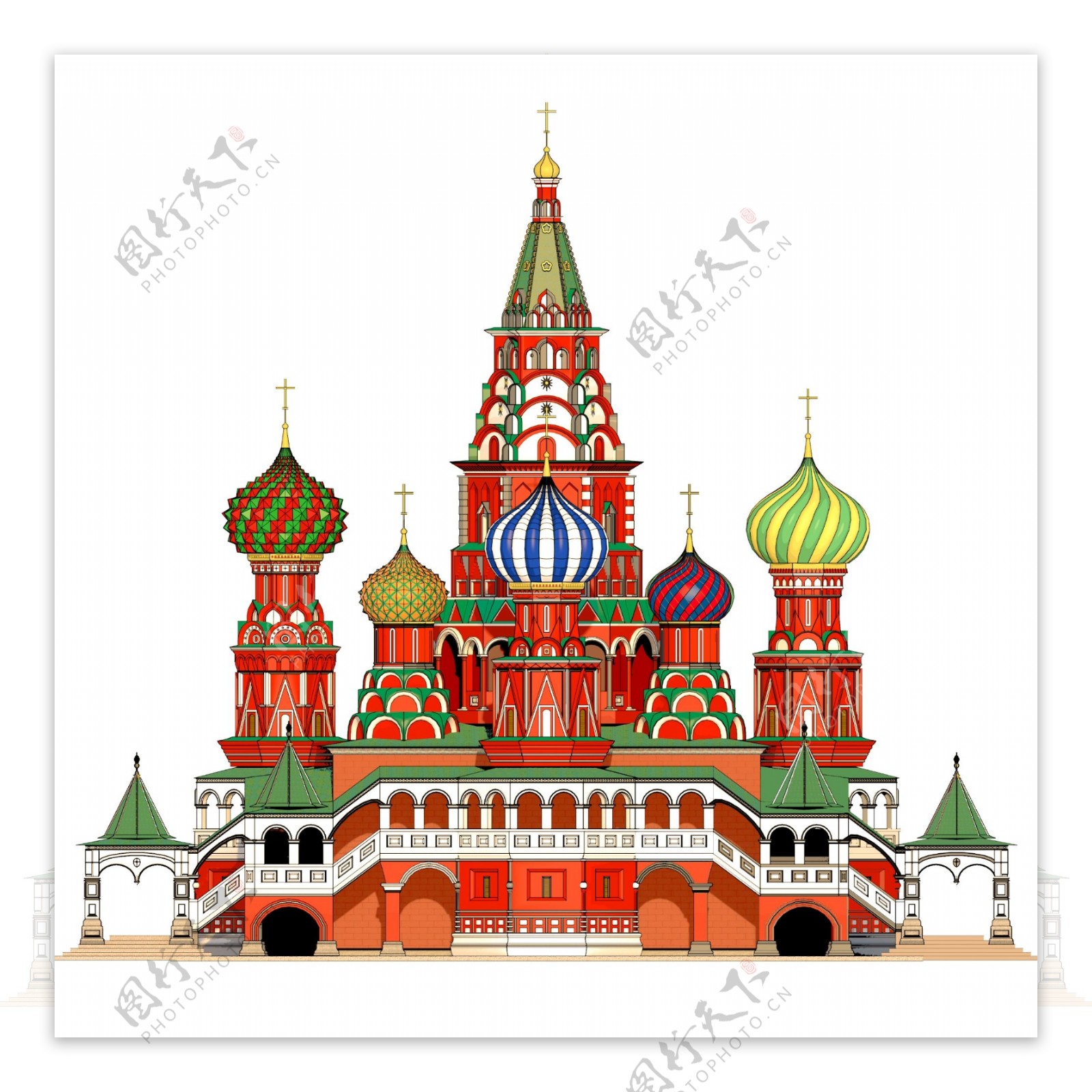 手绘俄罗斯教堂建筑