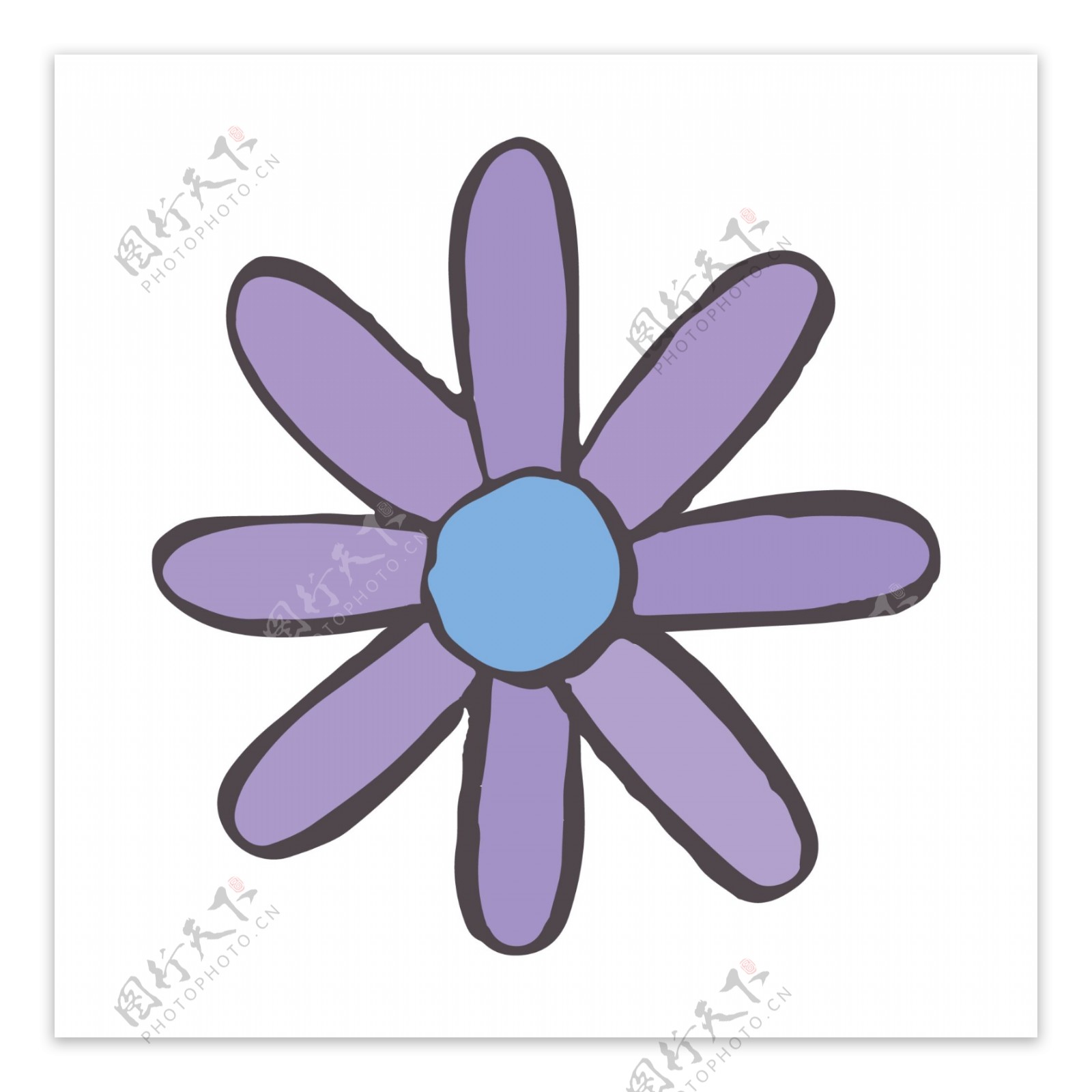 紫色七瓣卡通花朵