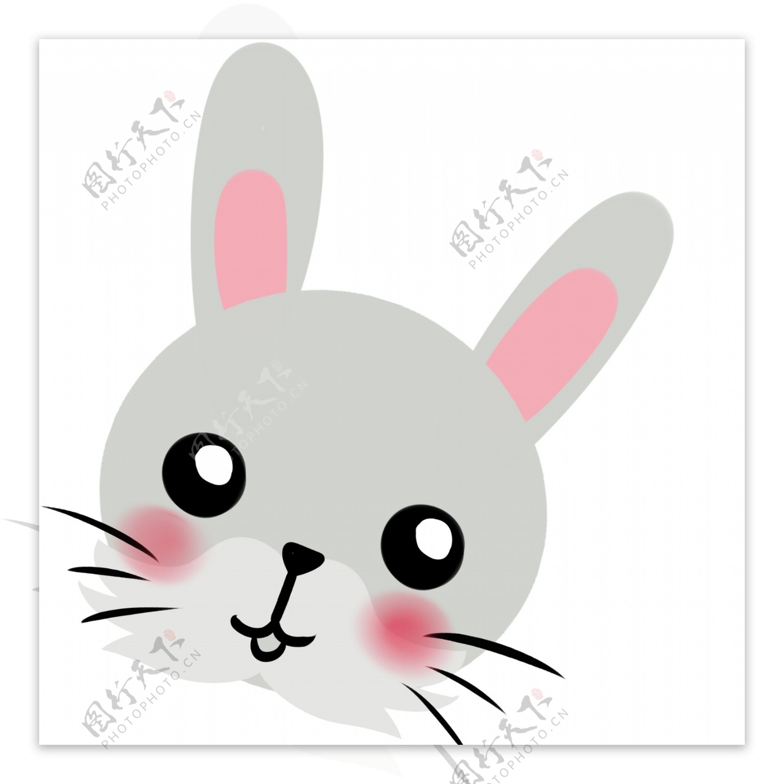 灰色大耳朵复活节兔子