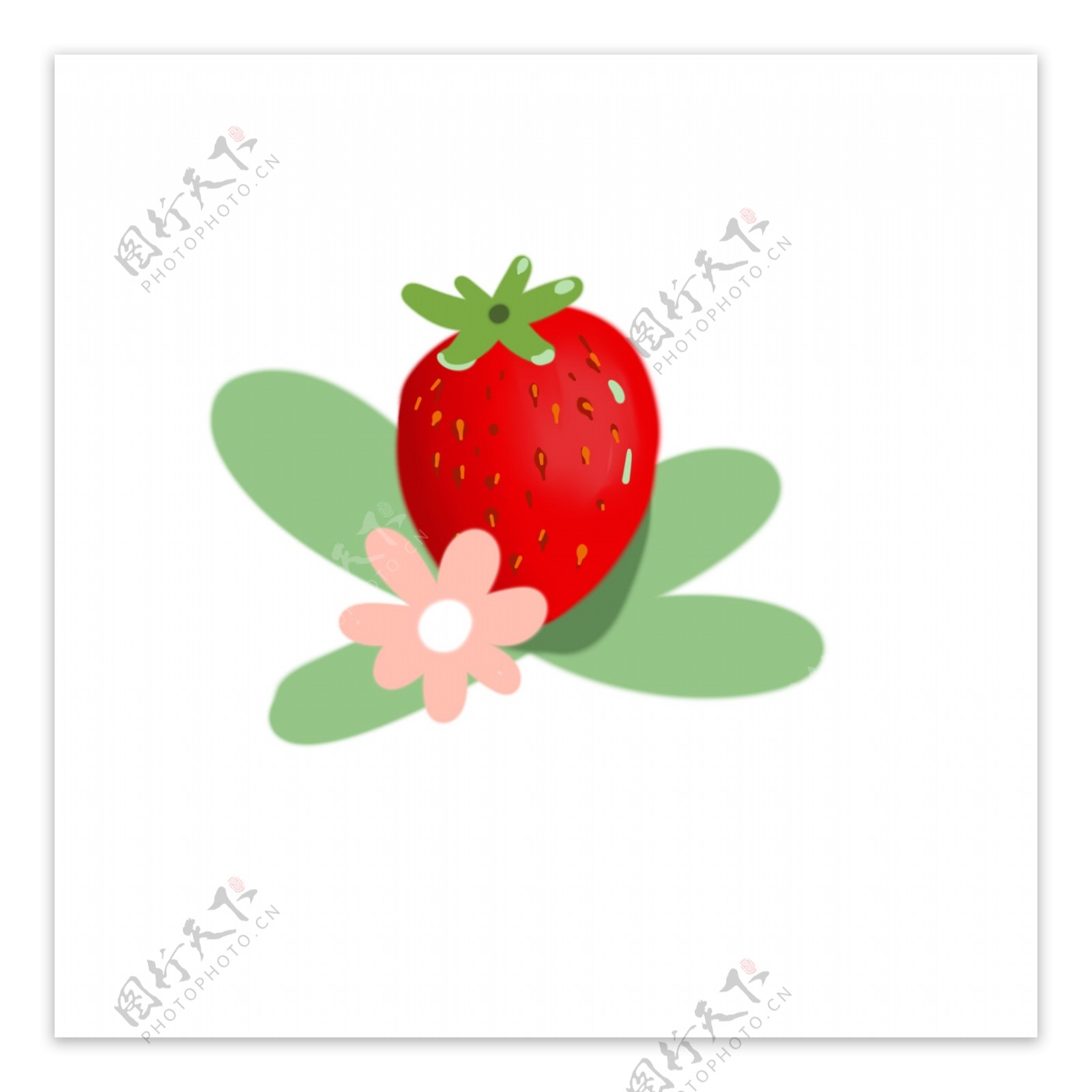 手绘水果草莓小粉花