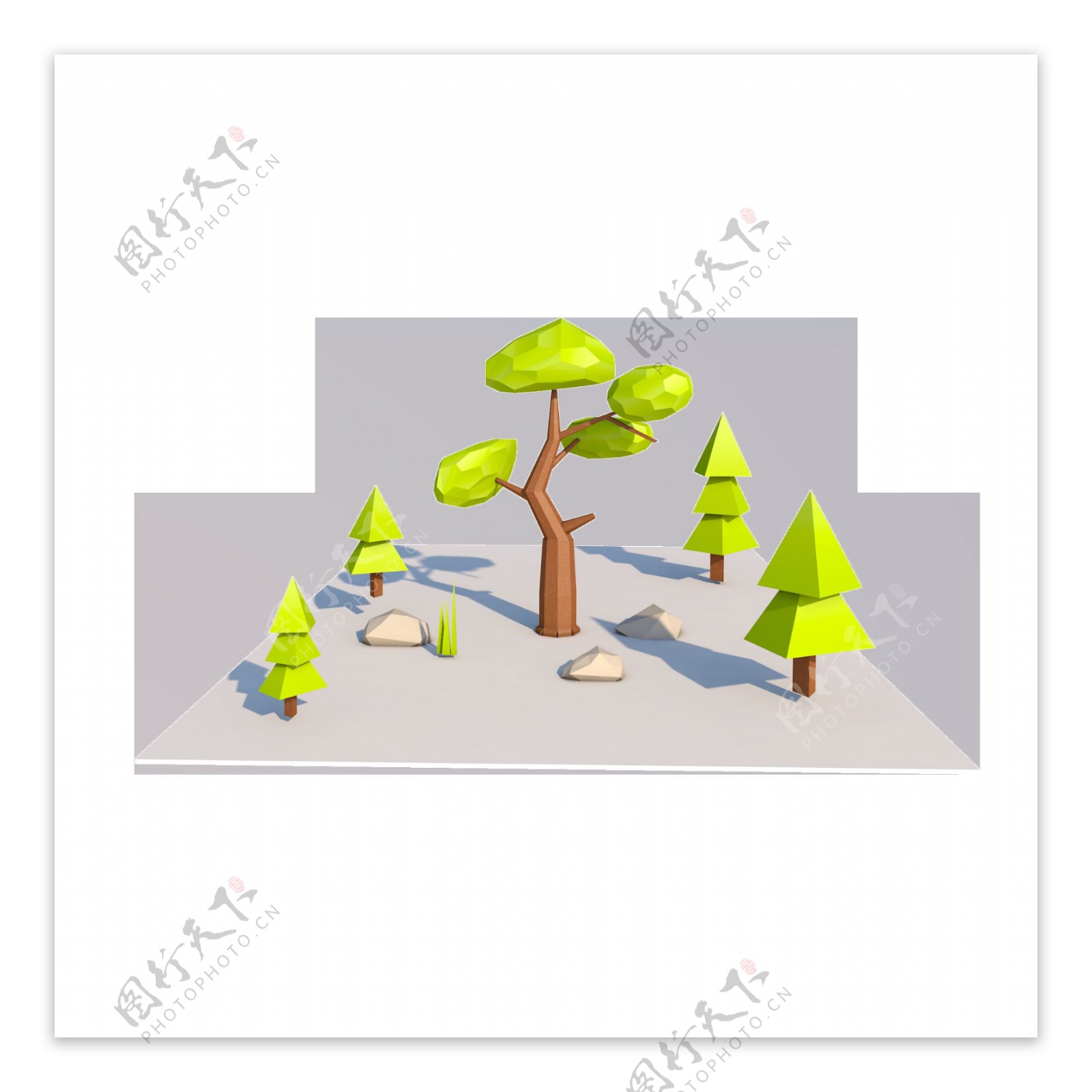 C4D字体3D树绿树卡通立体绿树树