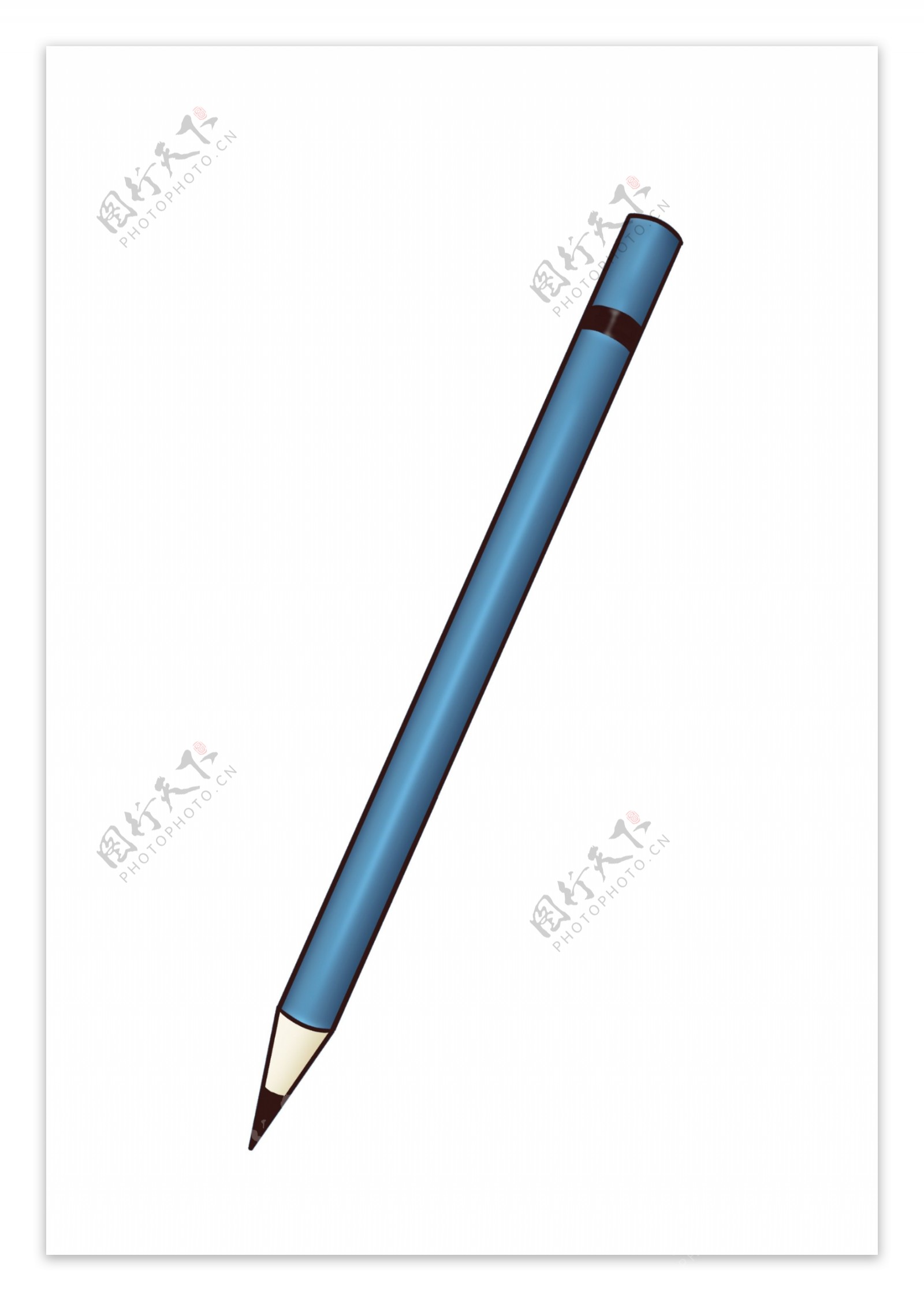 蓝色的书写铅笔插画