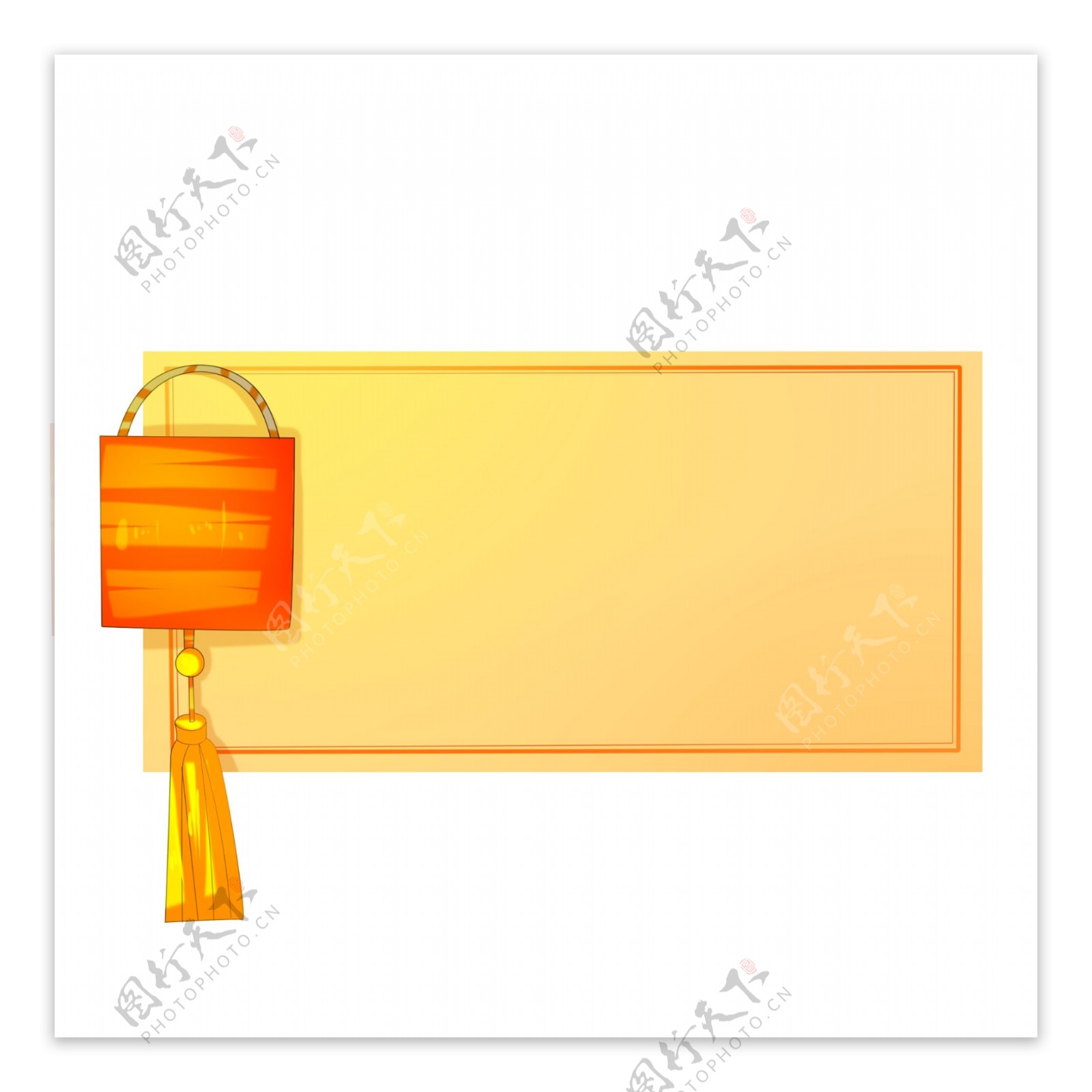 手绘橙色色灯笼边框