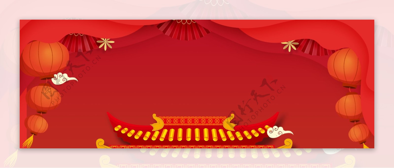 新春年货节红色中国风海报背景