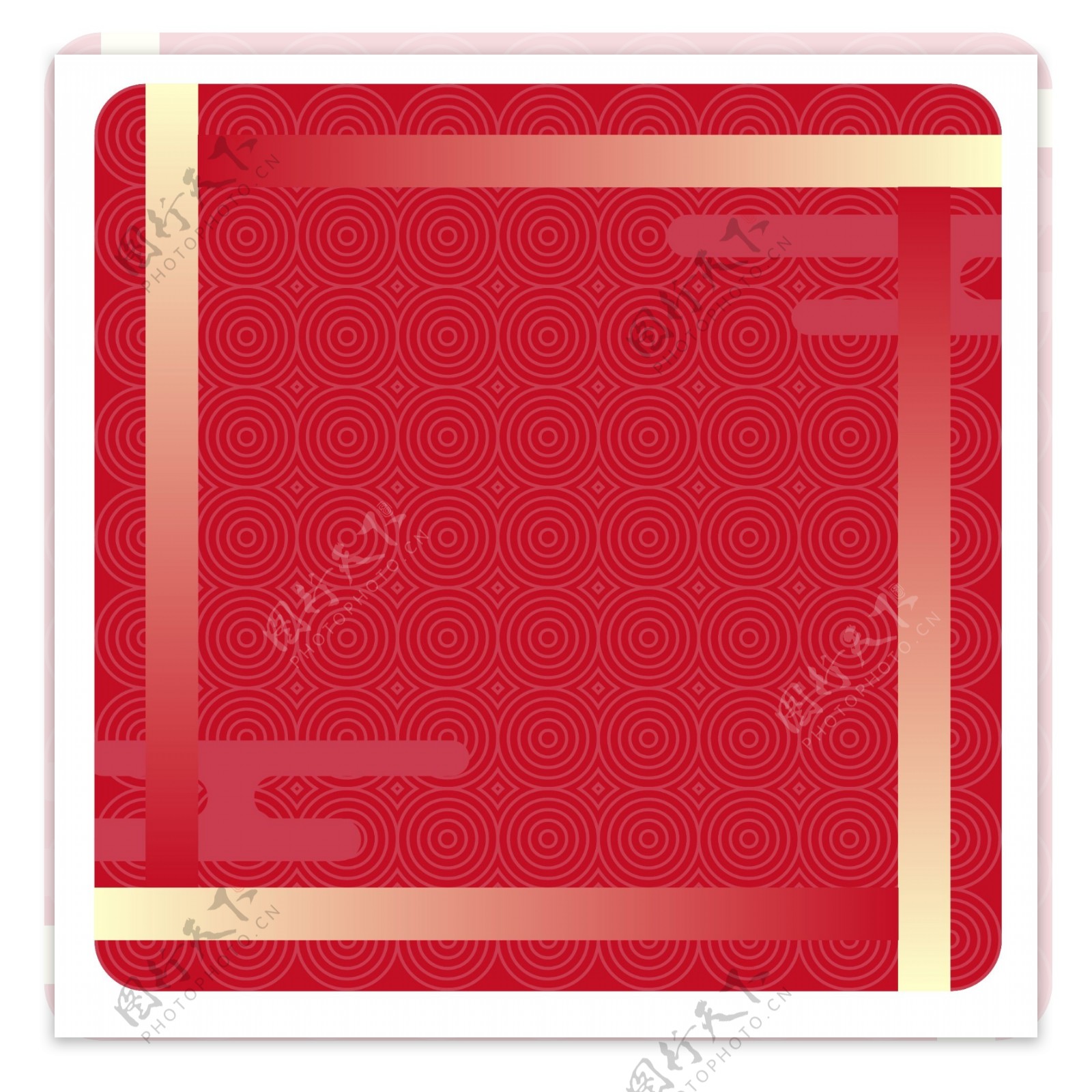 红色中国风图案矢量海报边框文字框