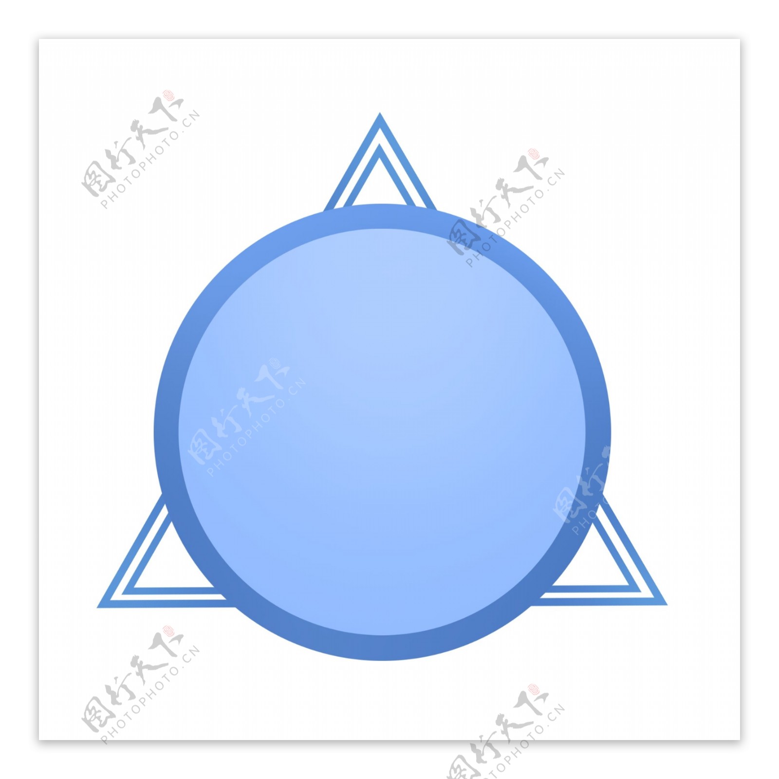 蓝色三角形圆形标题框