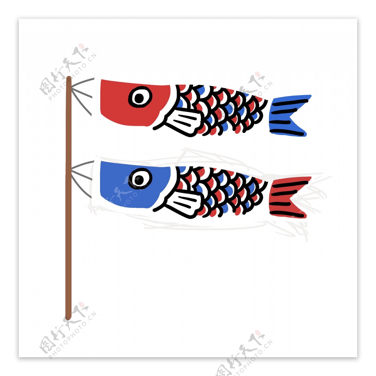 日本鲤鱼旗装饰插画