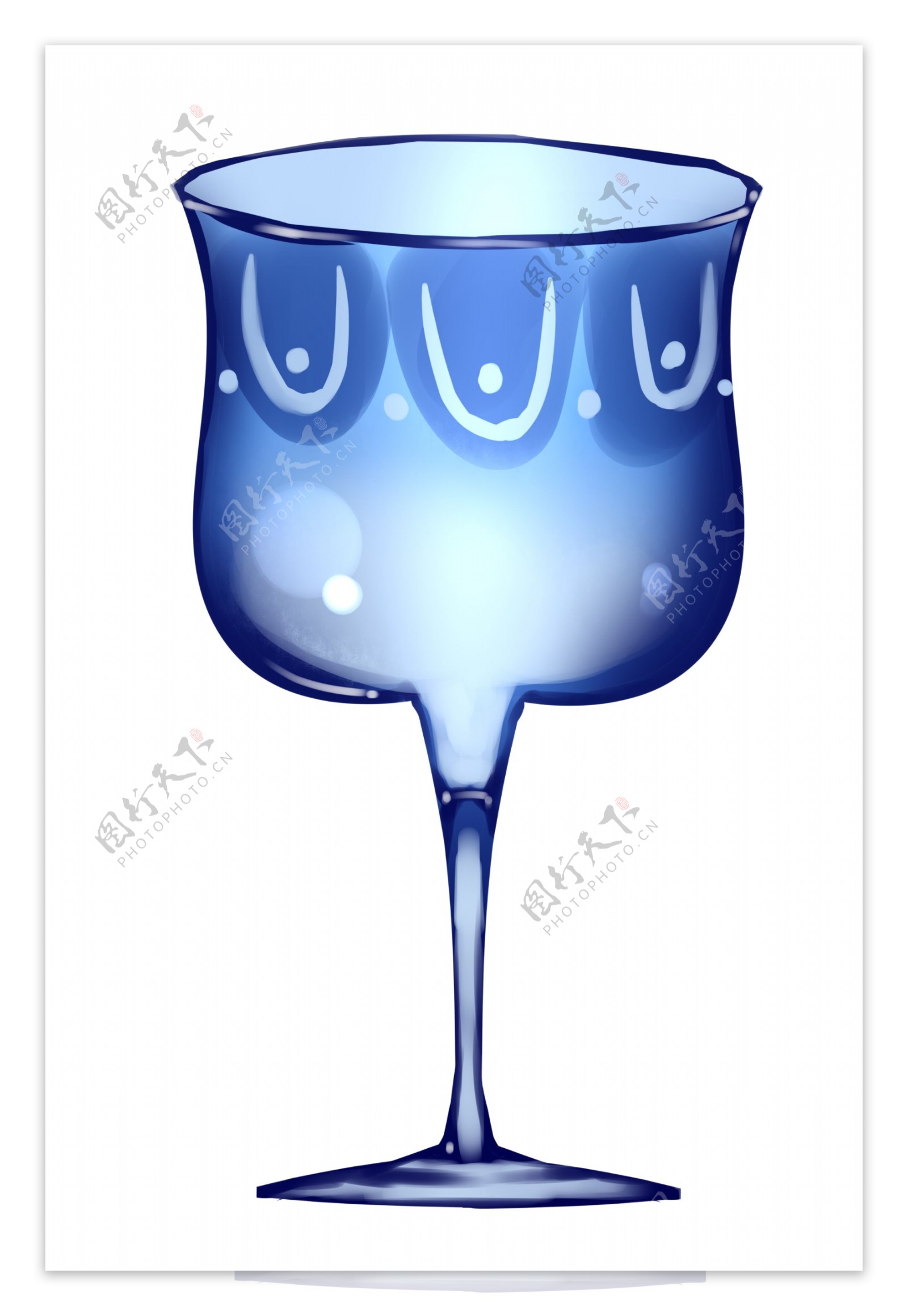 精美的蓝色玻璃酒杯