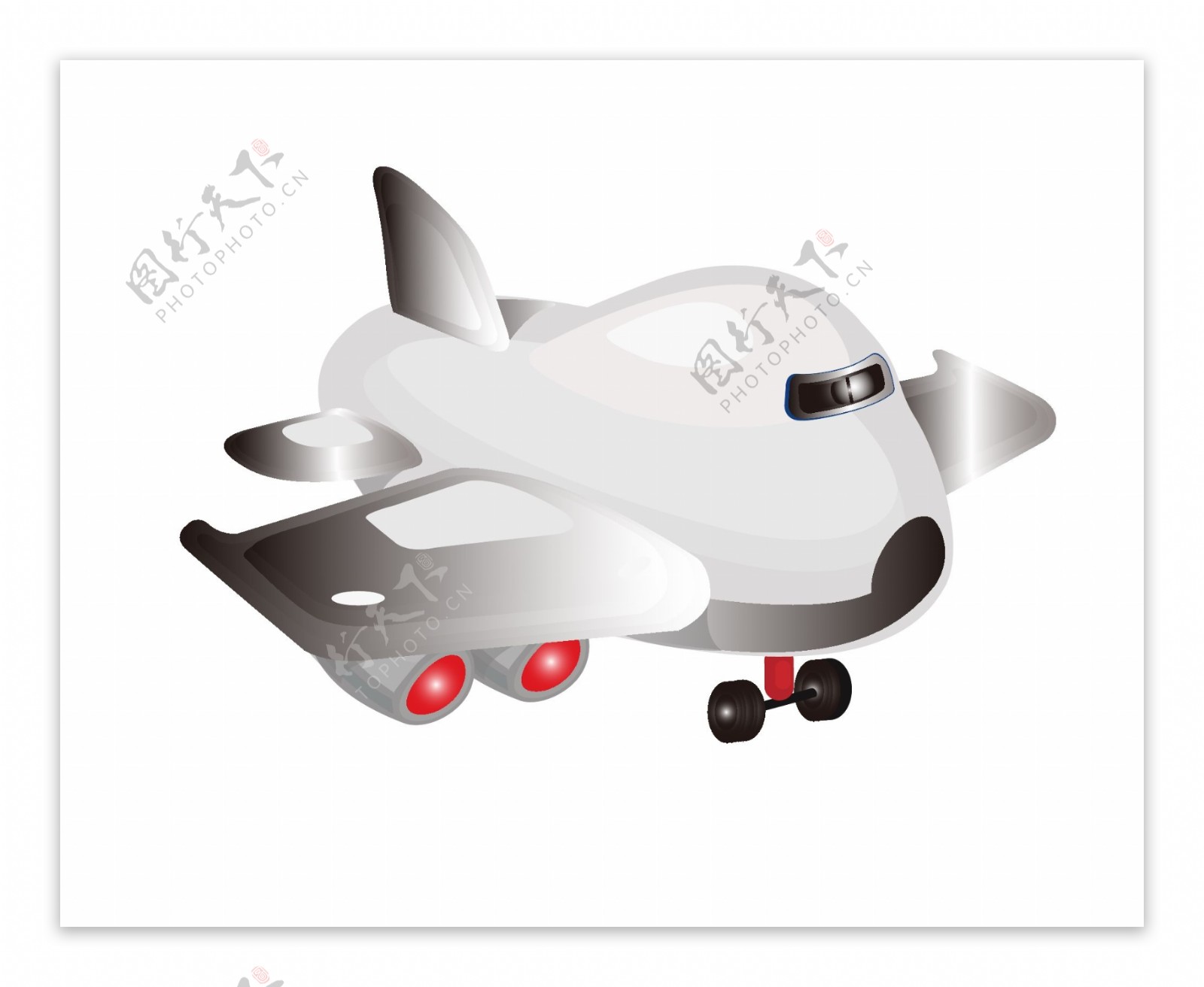 白色飞行的飞机插图