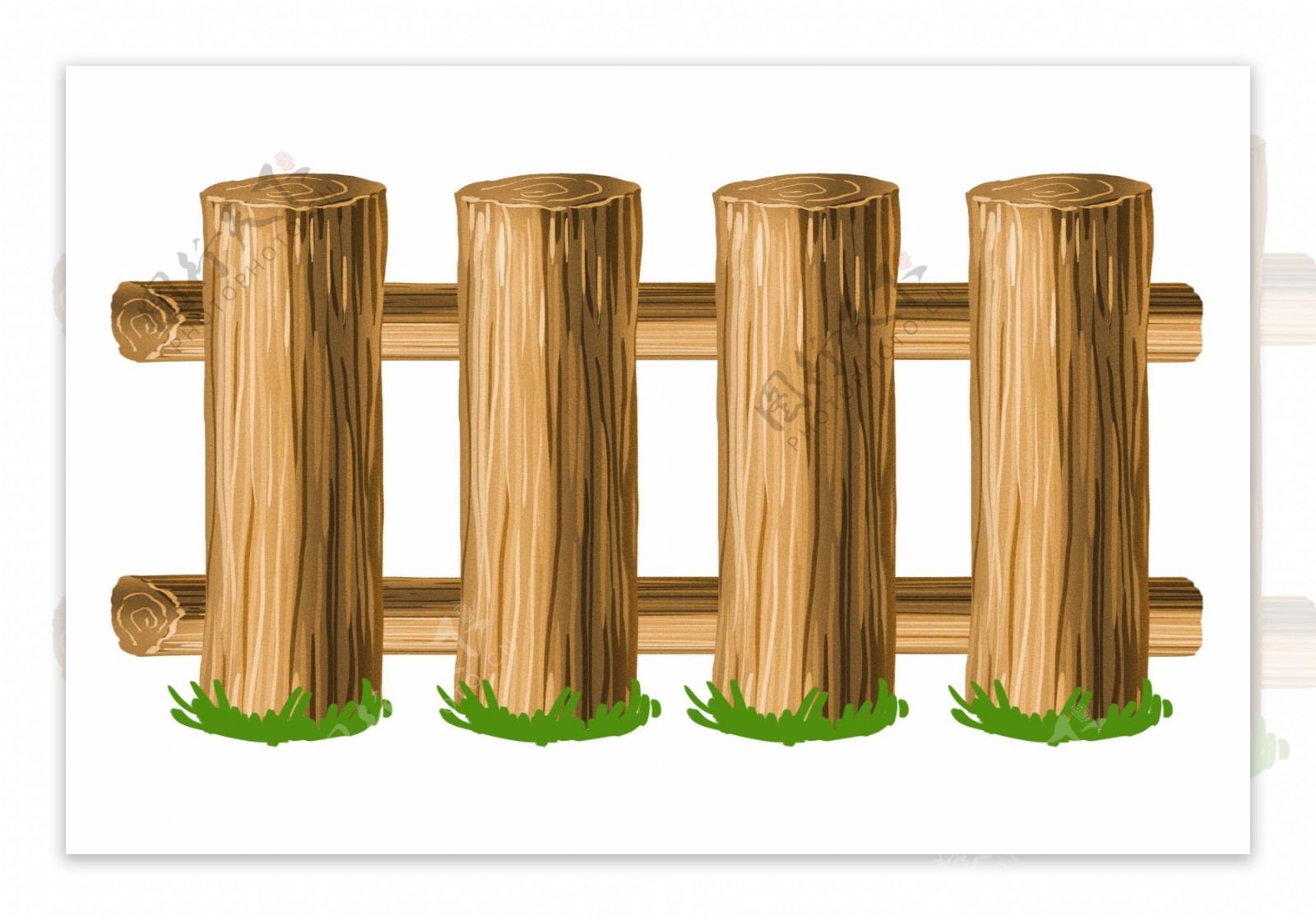 木质栅栏木桩插画