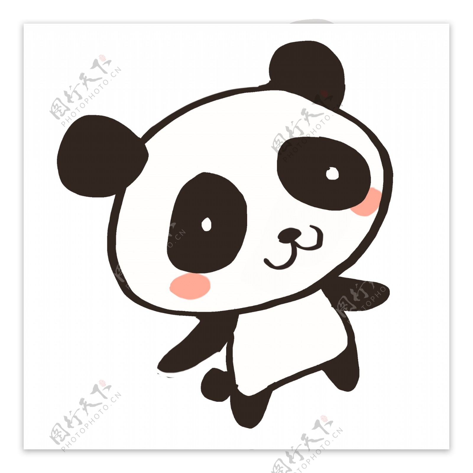 黑色手绘熊猫卡通插画