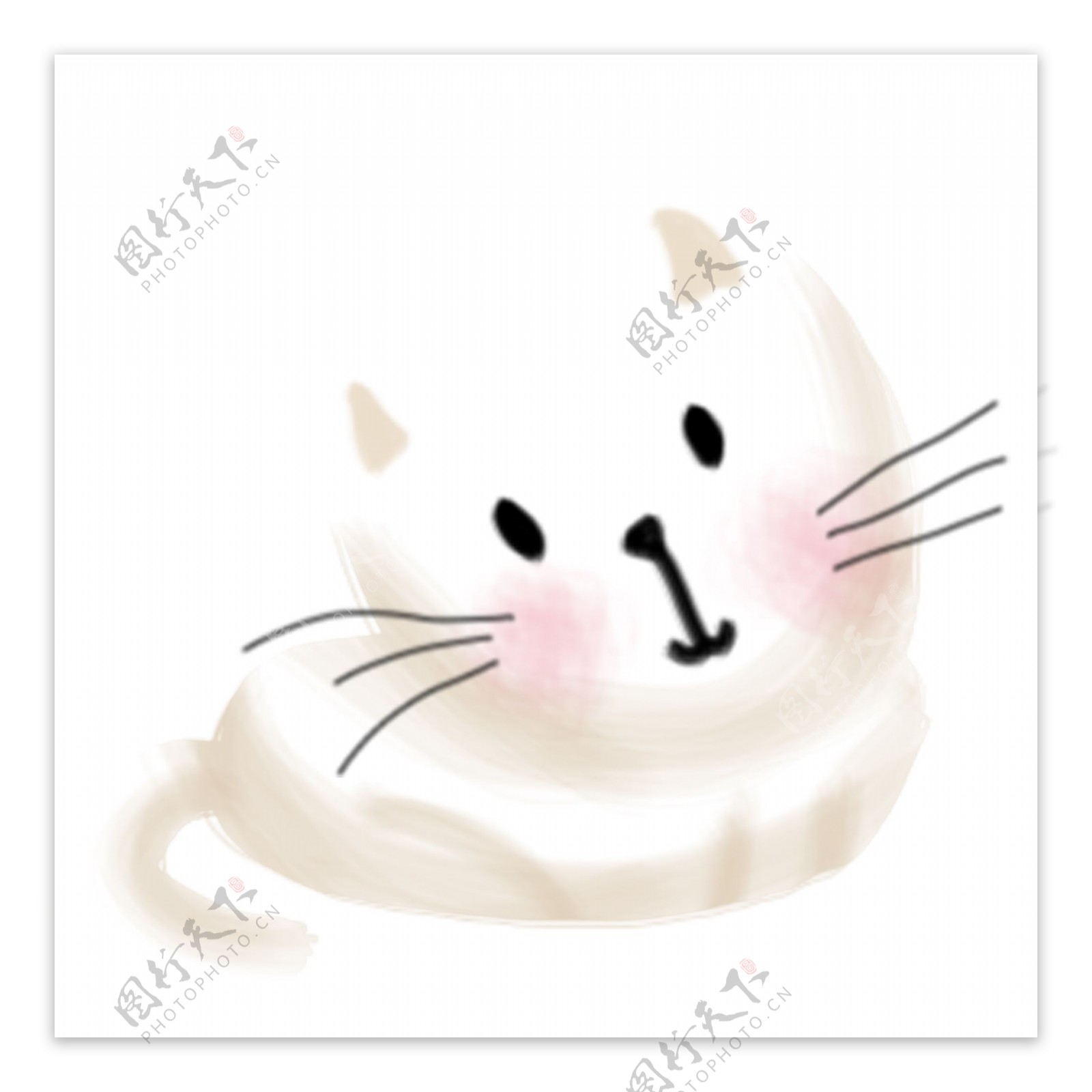 夏季春季可爱白色小猫咪手绘插画psd