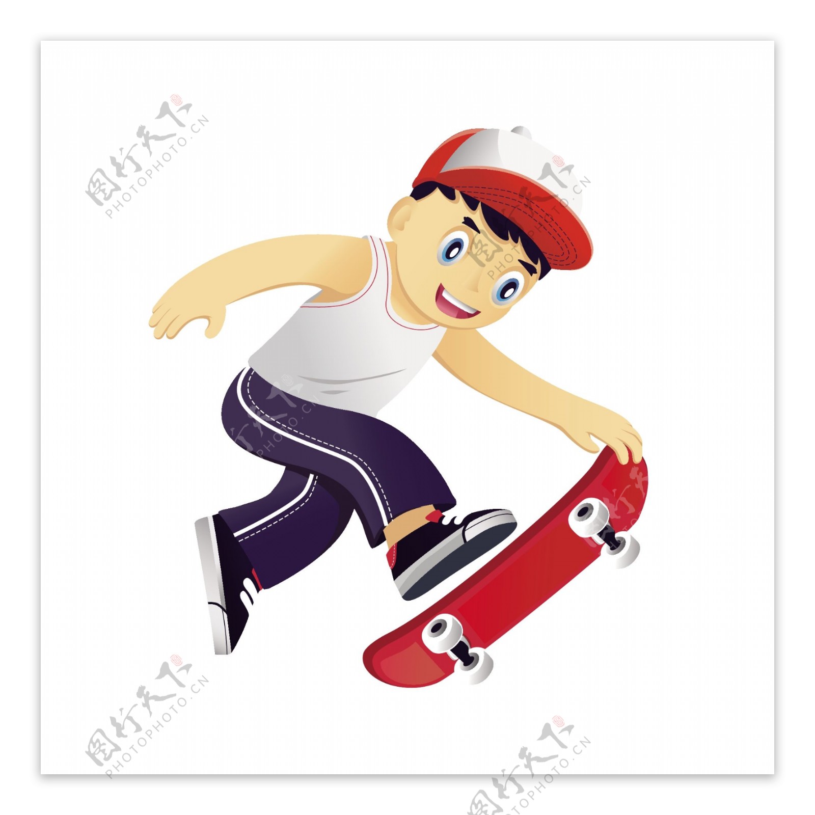 男孩滑板运动矢量素材