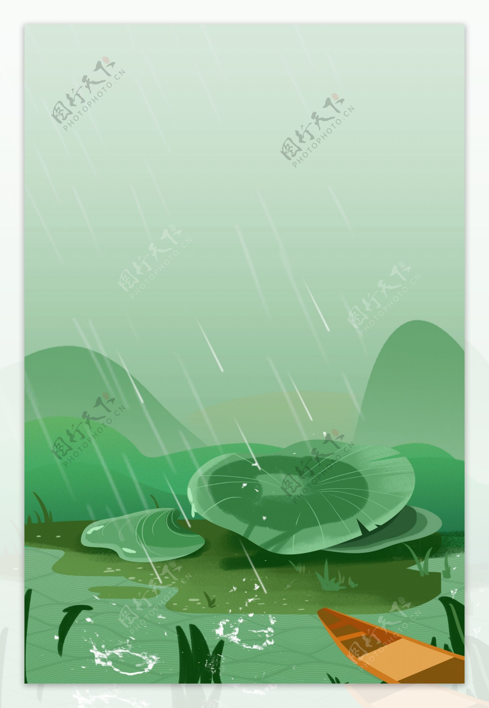 矢量扁平雨水背景海报