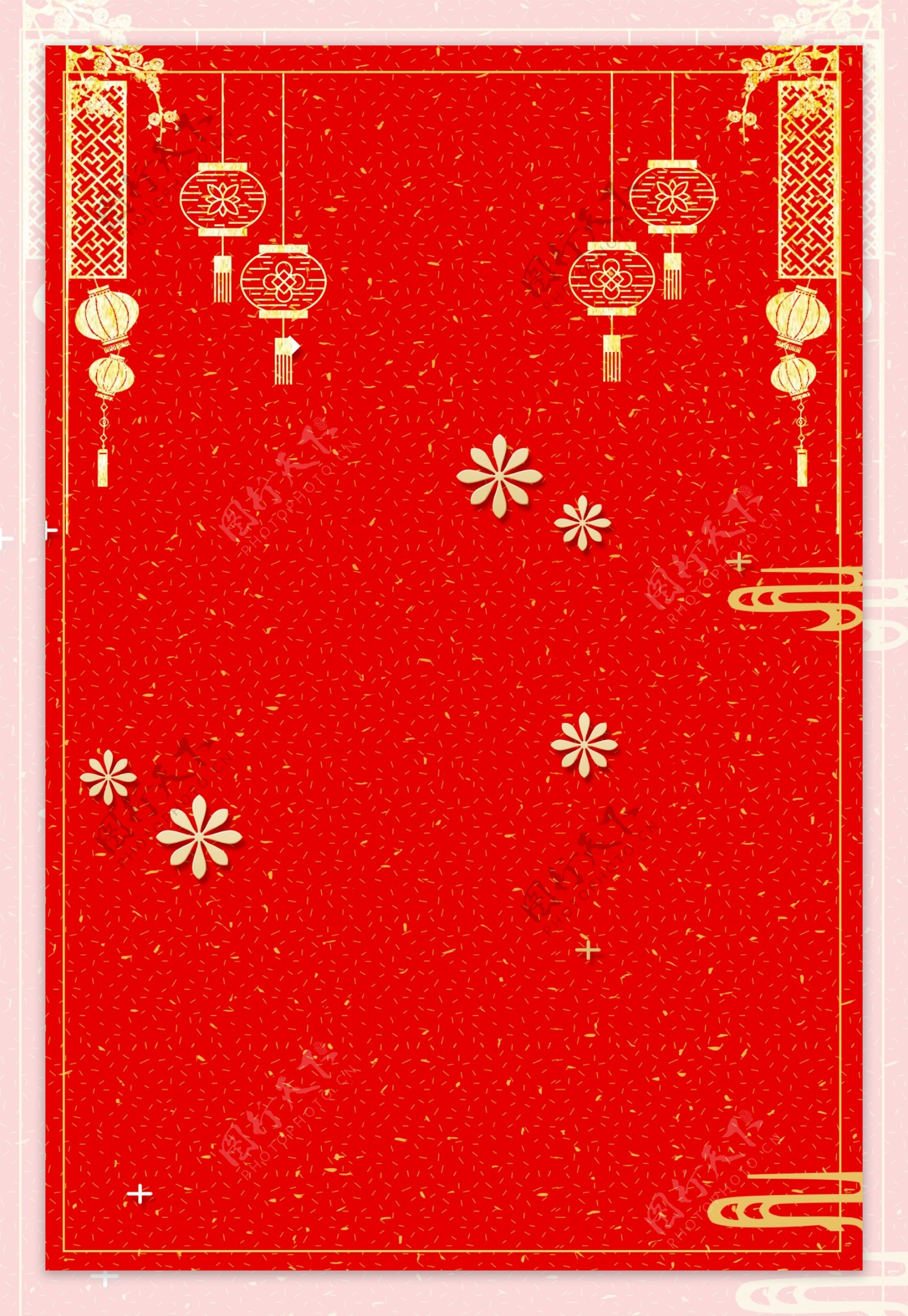 新年签烫金中国风红色海报背景