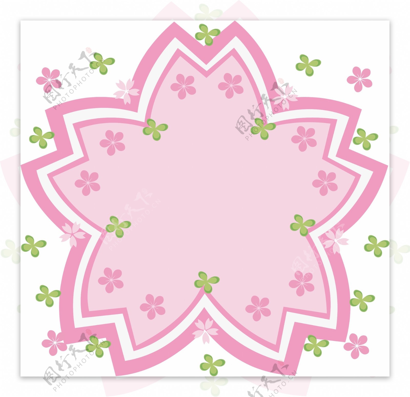 手绘小清新粉红色樱花边框免抠素材