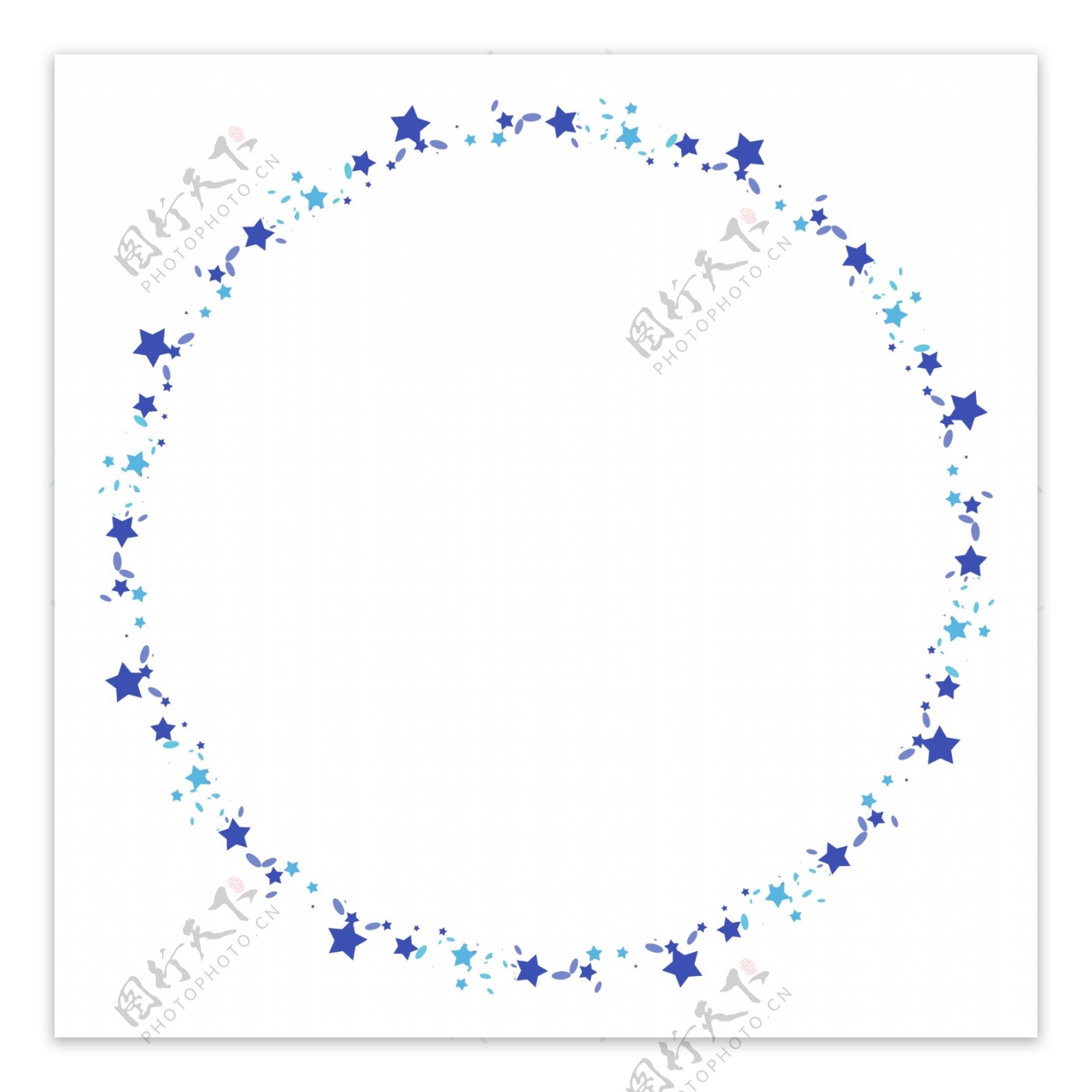 蓝色星星装饰环形边框