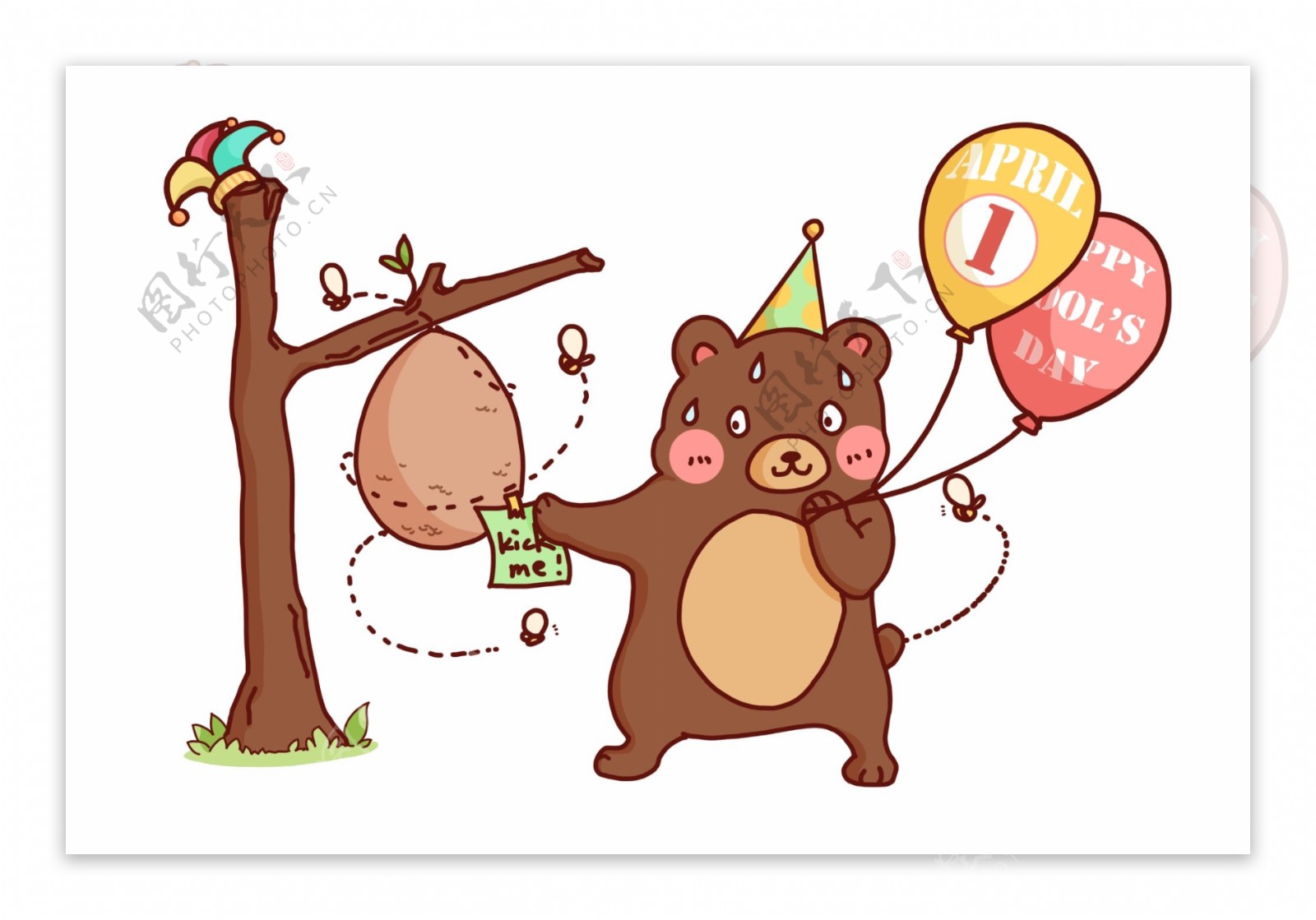 愚人节小熊和气球