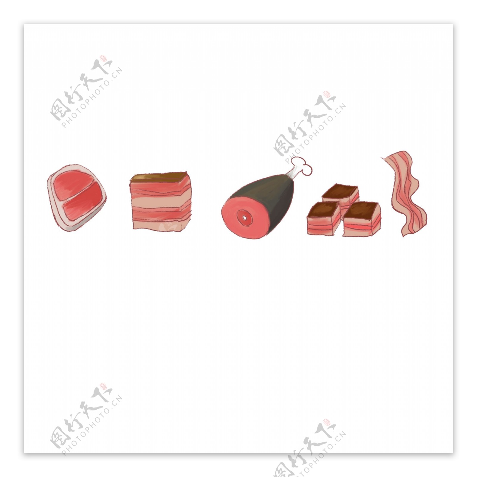 肉食分割线装饰插画