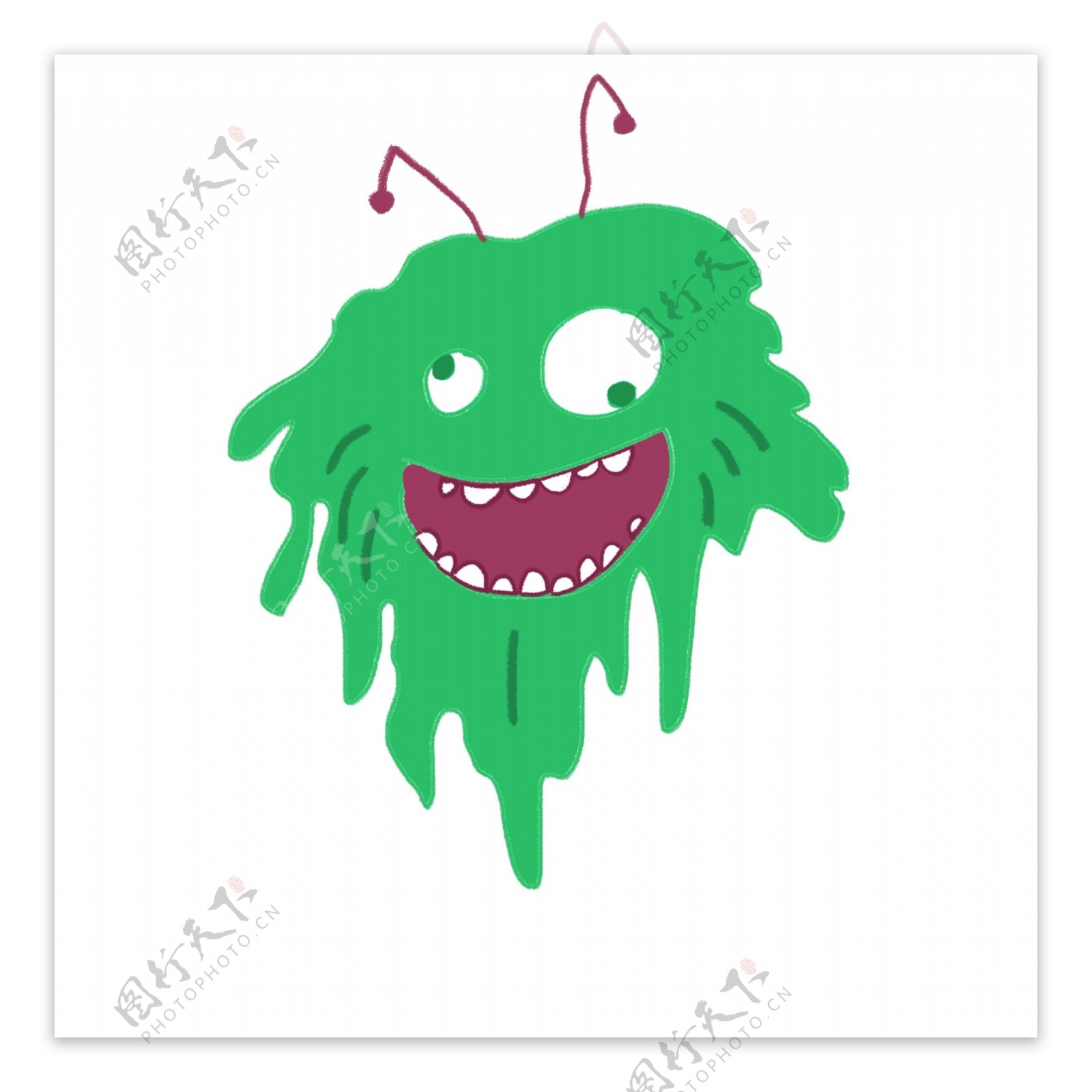 绿色的大嘴细菌插画