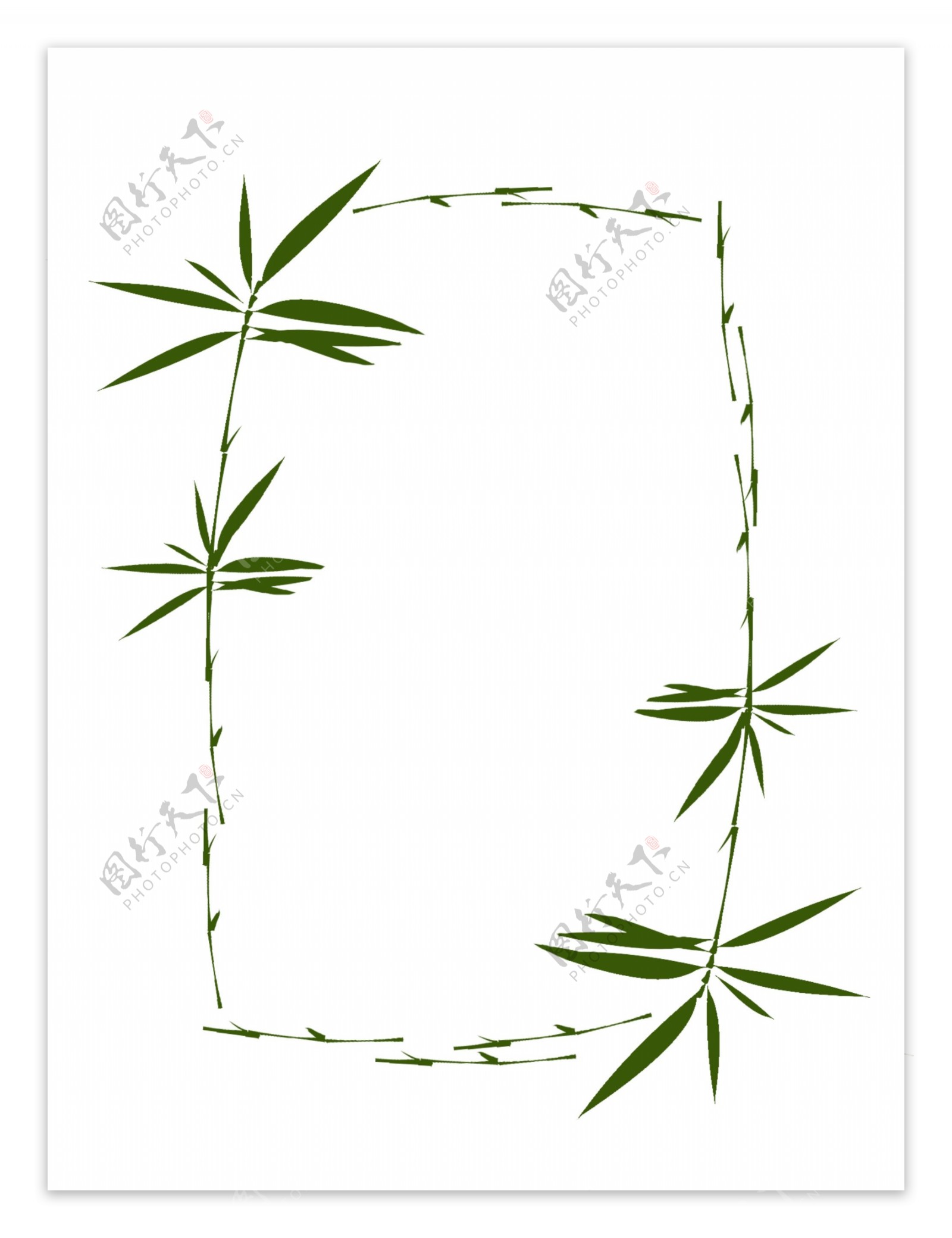 绿色春天竹叶手绘边框