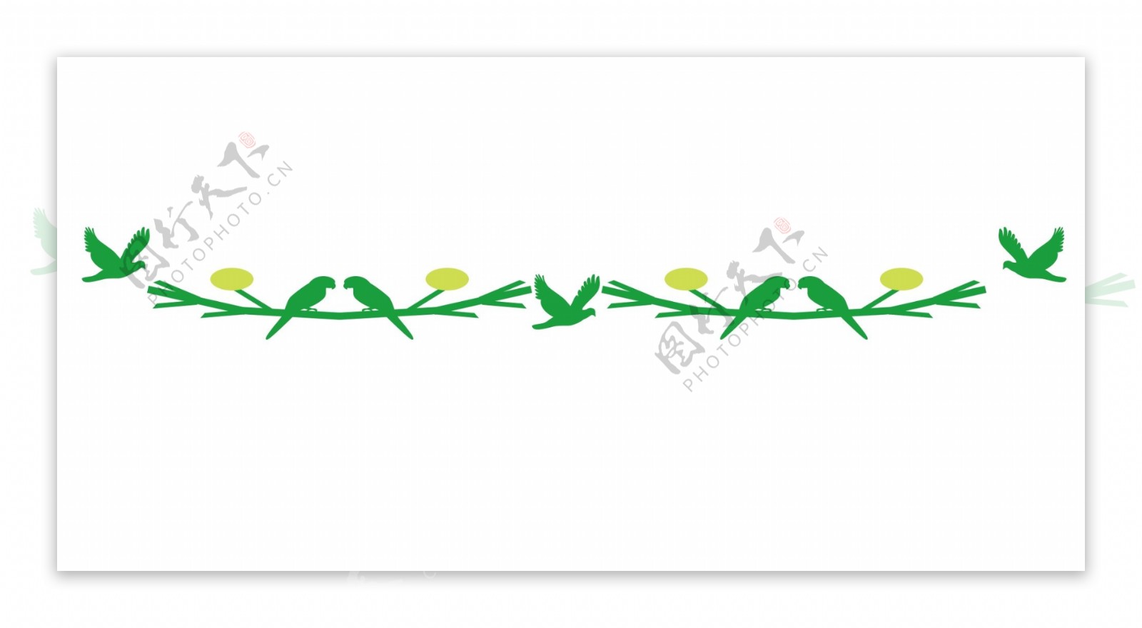 绿色小鸟藤蔓分割线插画