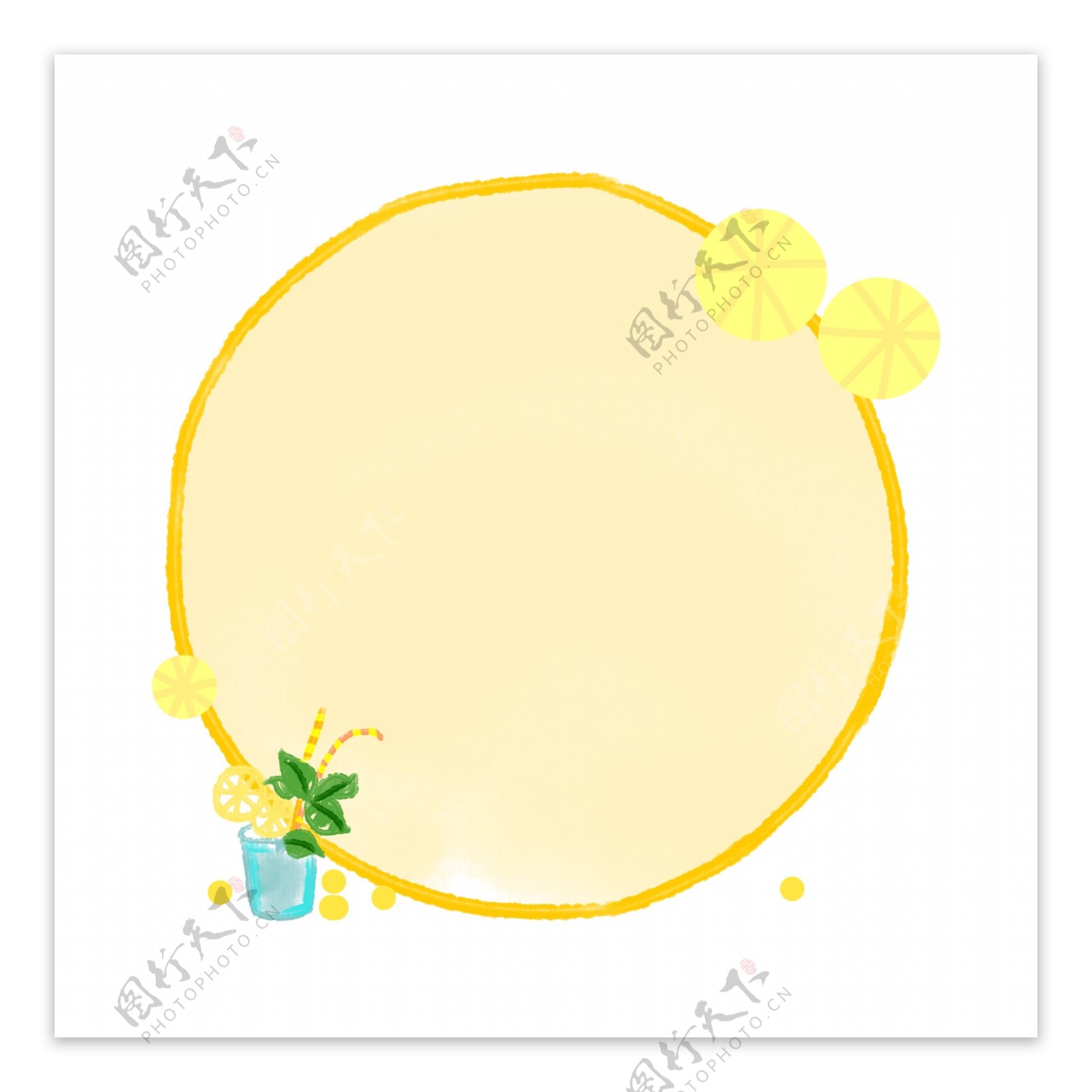 圆形柠檬装饰边框